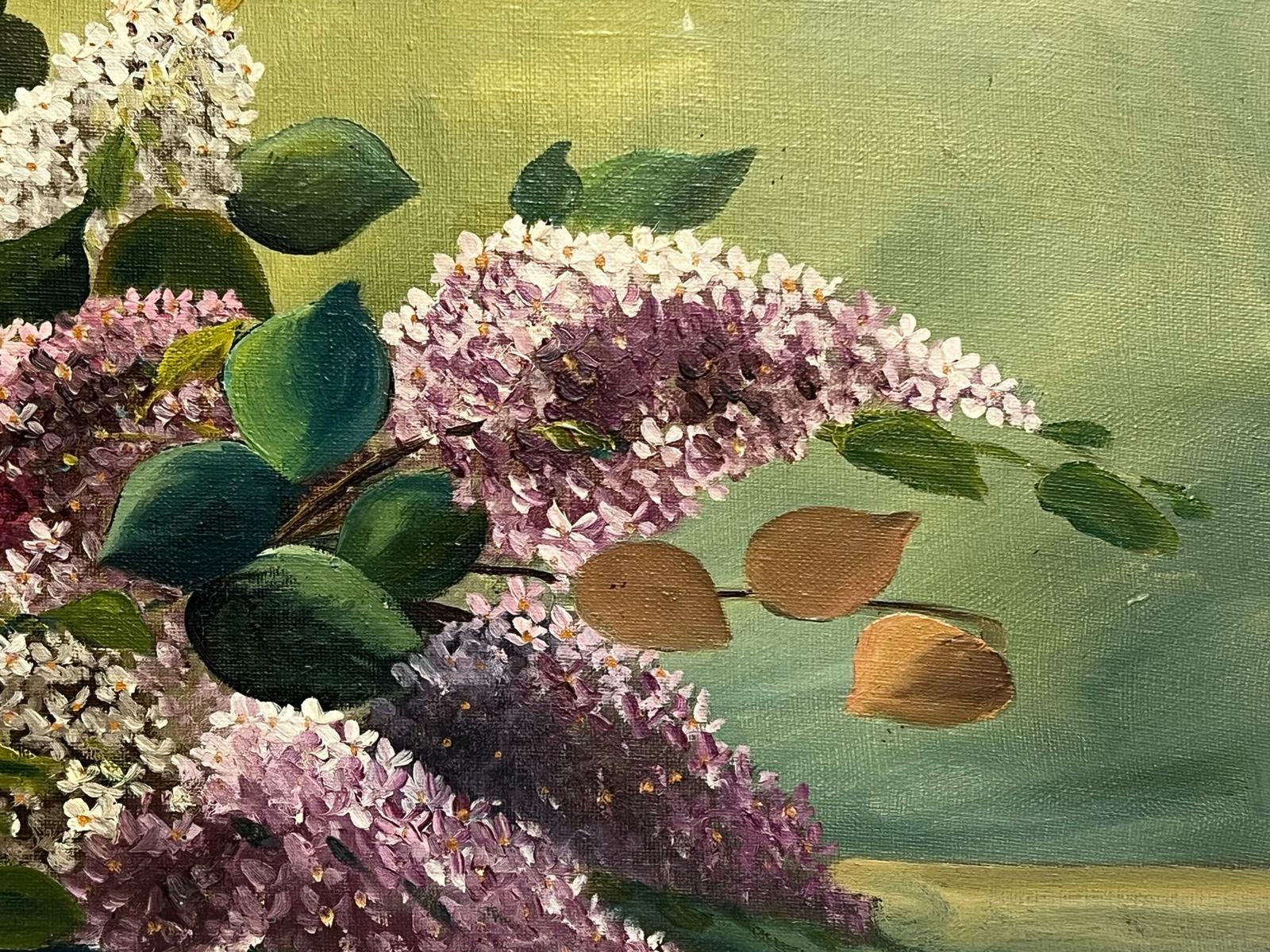 Peinture à l'huile française signée, fleurs de lilas, dans son cadre d'origine du milieu du siècle dernier - Impressionnisme Painting par French School