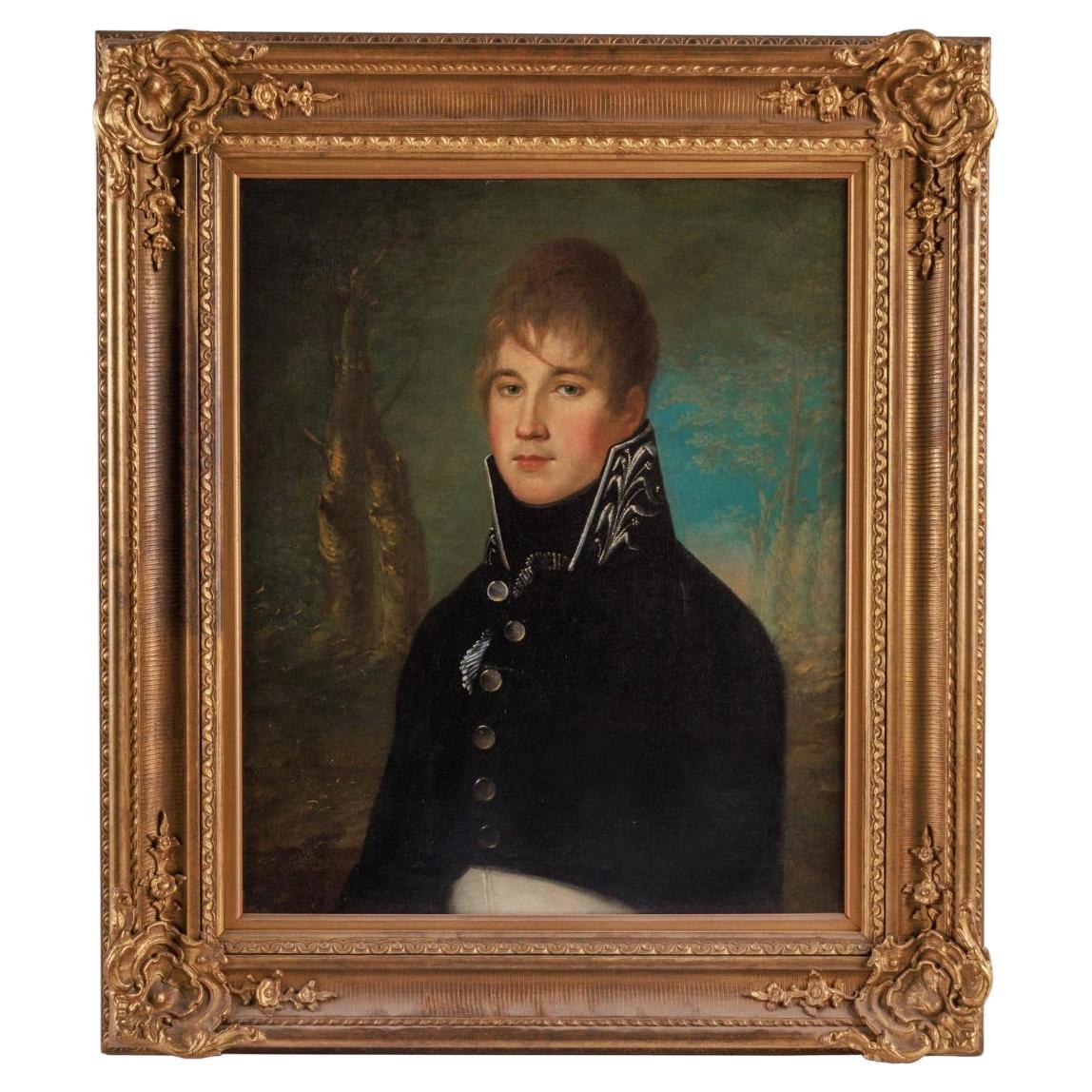 French School, 19th Century a Fine Quality Portrait of "A Young Officer" For Sale