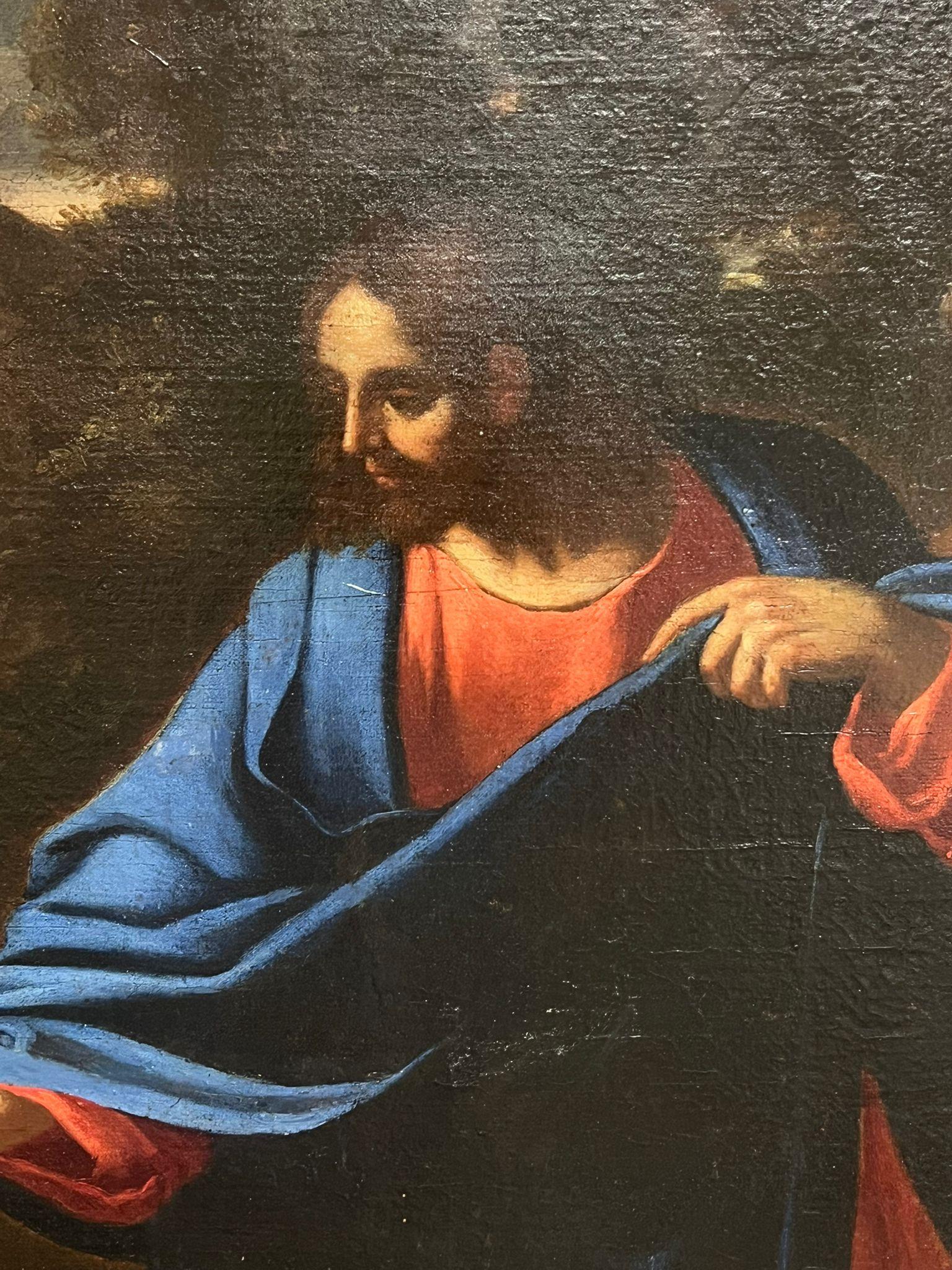 17ème siècle French Old Master Oil Christ with Woman Baroque Classical Landscape (Paysage classique baroque) - Maîtres anciens Painting par French School