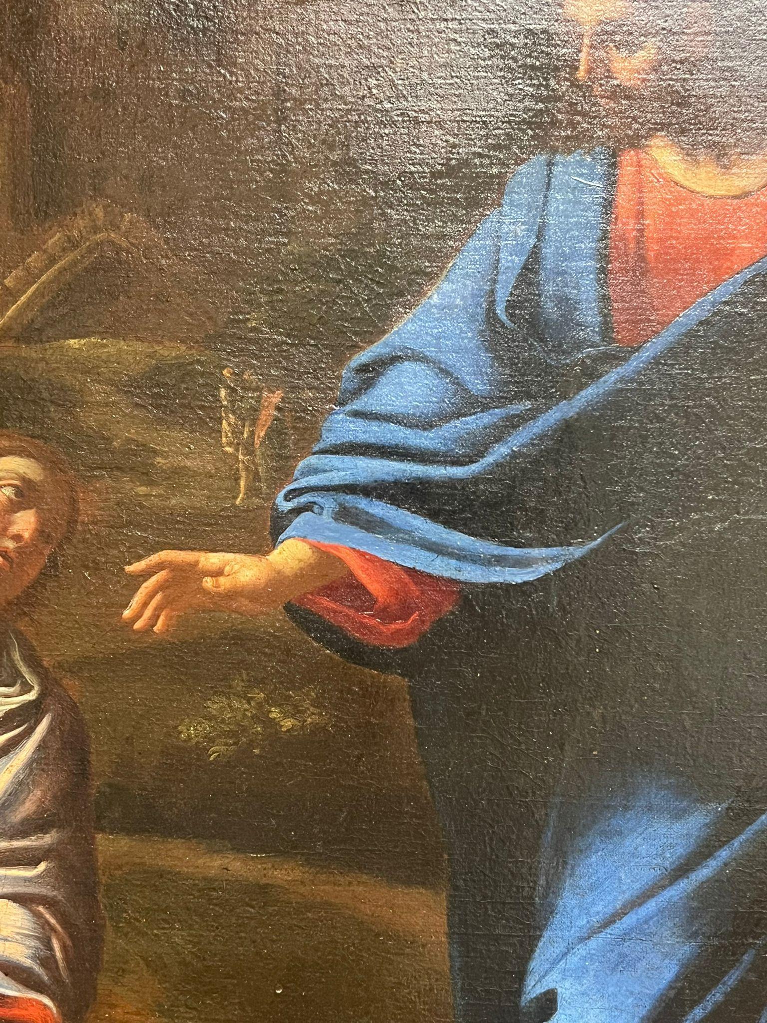 17ème siècle French Old Master Oil Christ with Woman Baroque Classical Landscape (Paysage classique baroque) 1