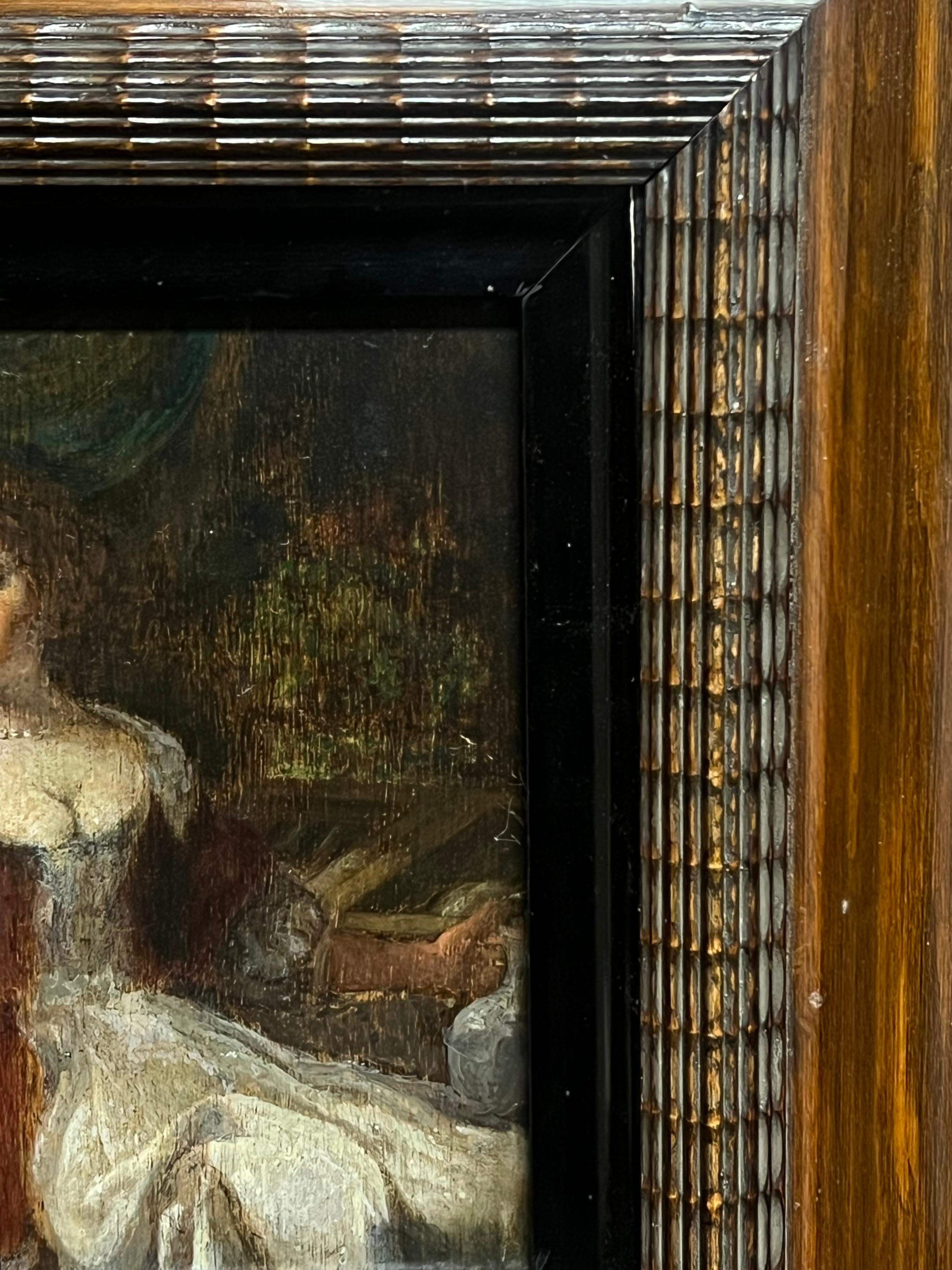 Dame en robe Elegante
École française, XVIIe siècle
huile sur panneau de bois, encadré
Encadré : 14 x 12.5 pouces
Panneau : 7 x 5 pouces
Provenance : collection privée, France
Condit : très bon état

Pour plus d'informations, n'hésitez pas à nous