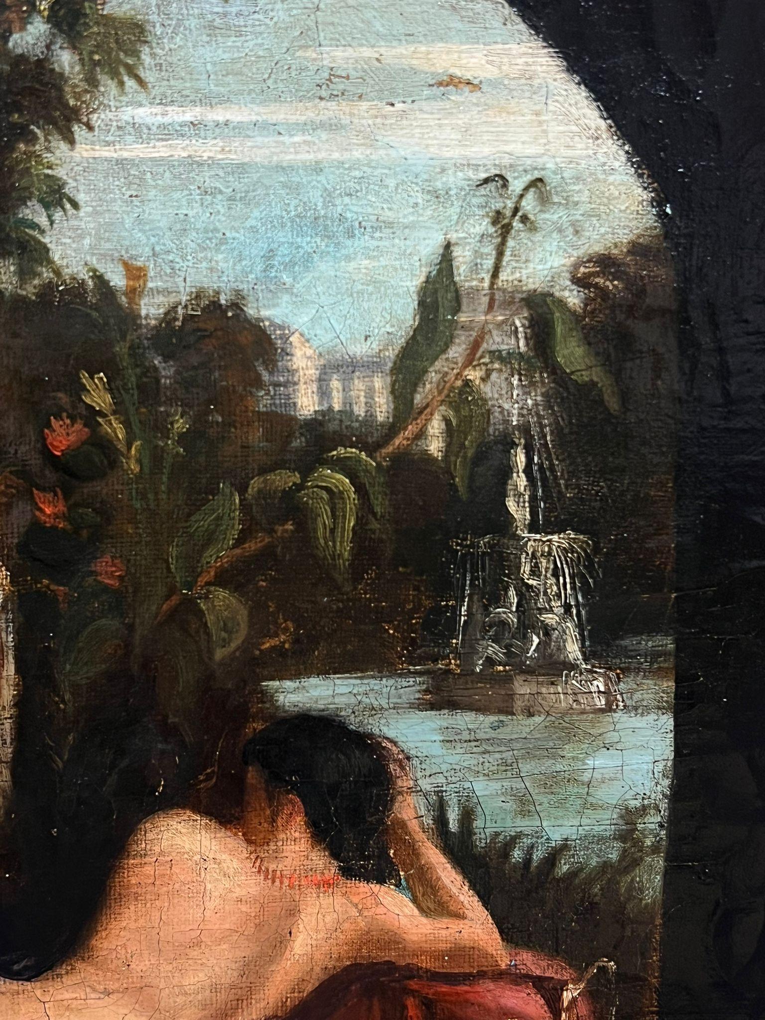 El Artista y su Modelo
Escuela francesa, siglo XVIII
óleo sobre lienzo, enmarcado
Enmarcado: 14 x 17 pulgadas
Tablero: 11 x 14 pulgadas
Procedencia: colección privada, Francia
Estado: muy buen estado

Descripción:
Este encantador óleo del siglo