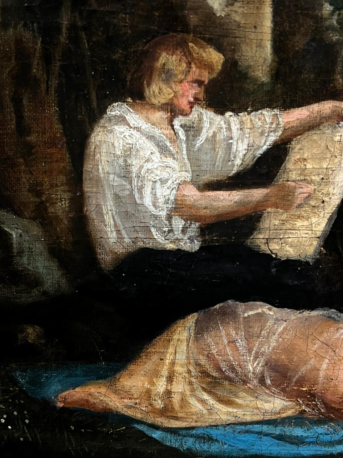 Pintura al óleo francesa del siglo XVIII Modelo desnudo Escena clásica de jardín en venta 1