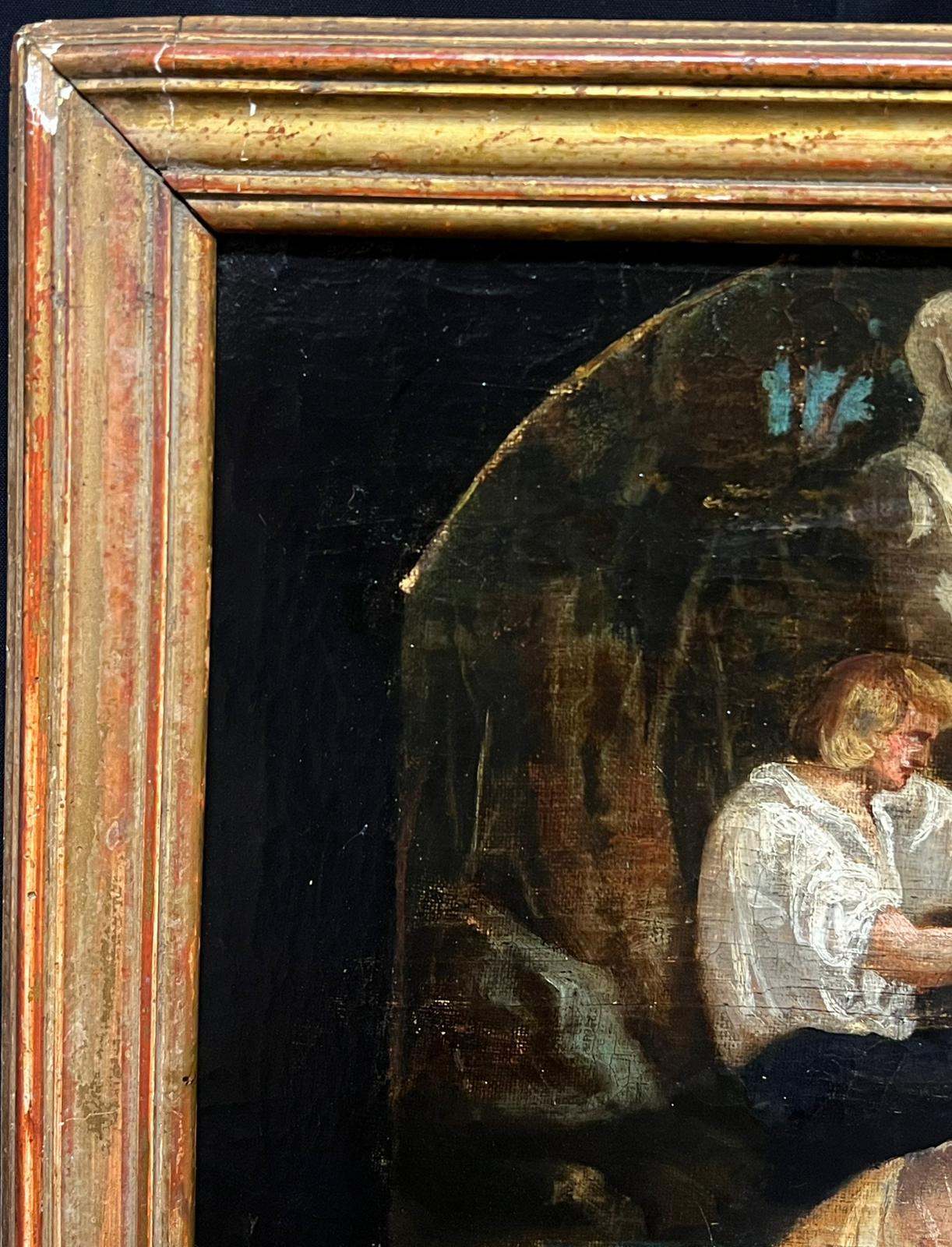 Pintura al óleo francesa del siglo XVIII Modelo desnudo Escena clásica de jardín en venta 2