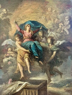 French School - 18th Century French Old Master Oil Painting The Ascension of Mary 18th Century French Old Master Oil Painting The Ascension of Mary