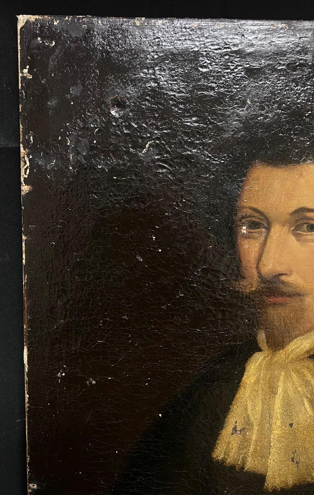 18th Century French Portrait of Mysterious Man Oil on Canvas for restoration - Old Masters Painting by French School