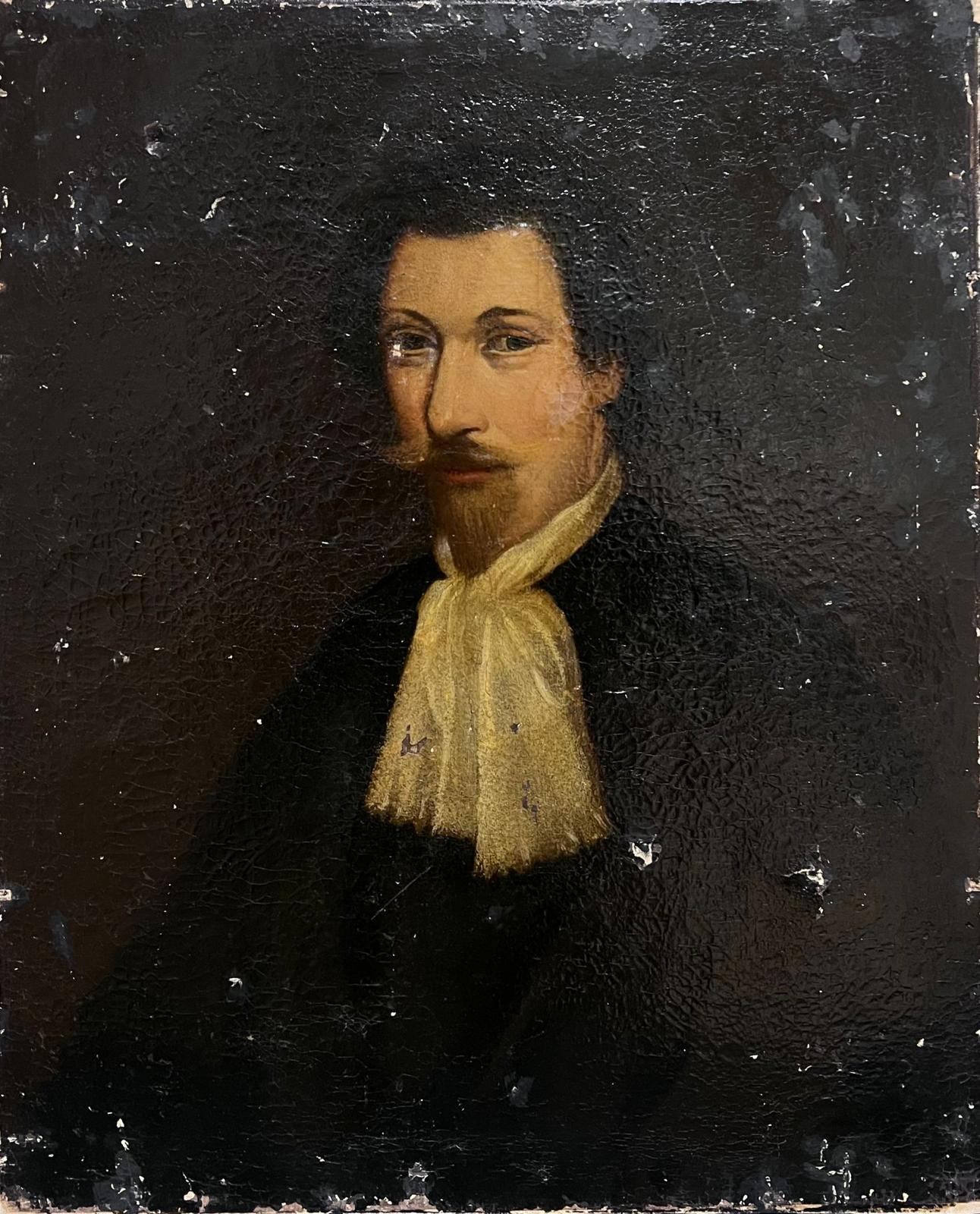 Portrait Painting French School - Portrait d'un homme mystérieux du XVIIIe siècle Huile sur toile à restaurer
