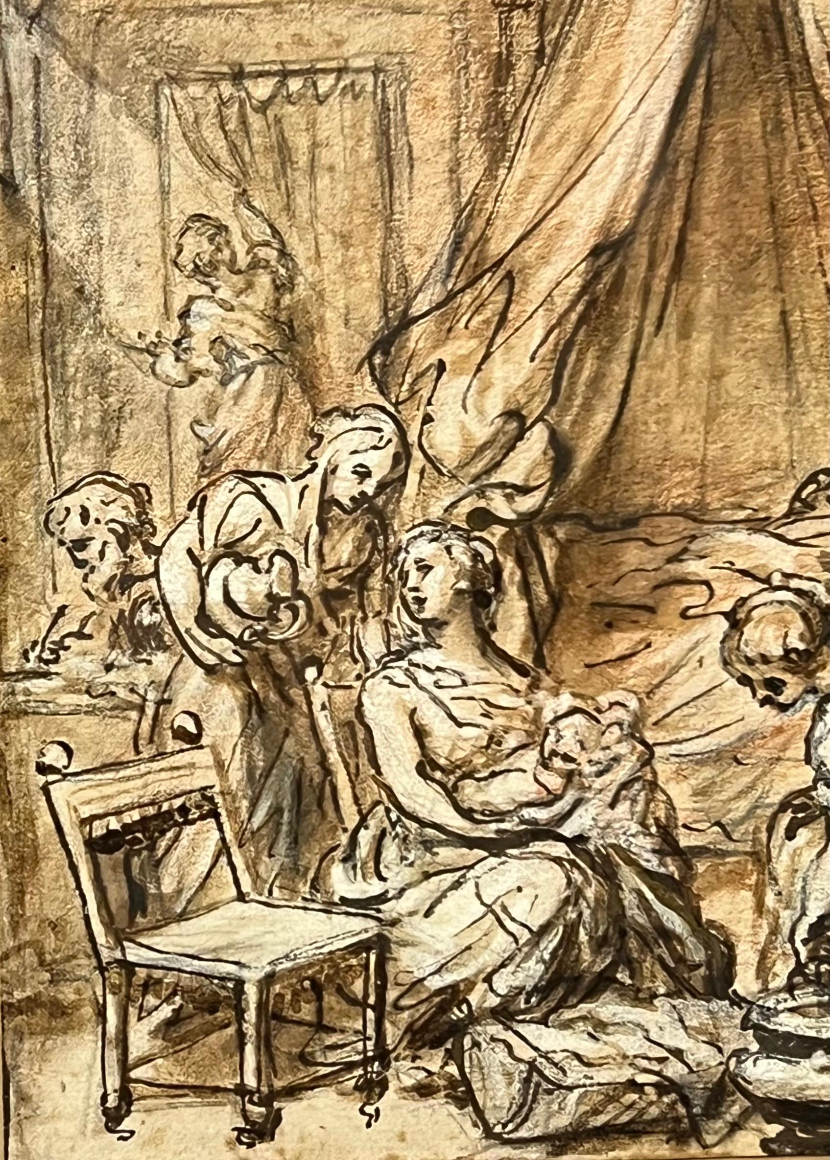 Siglo XVIII French Rococo Old Master Dibujo a tinta Belén en venta 1