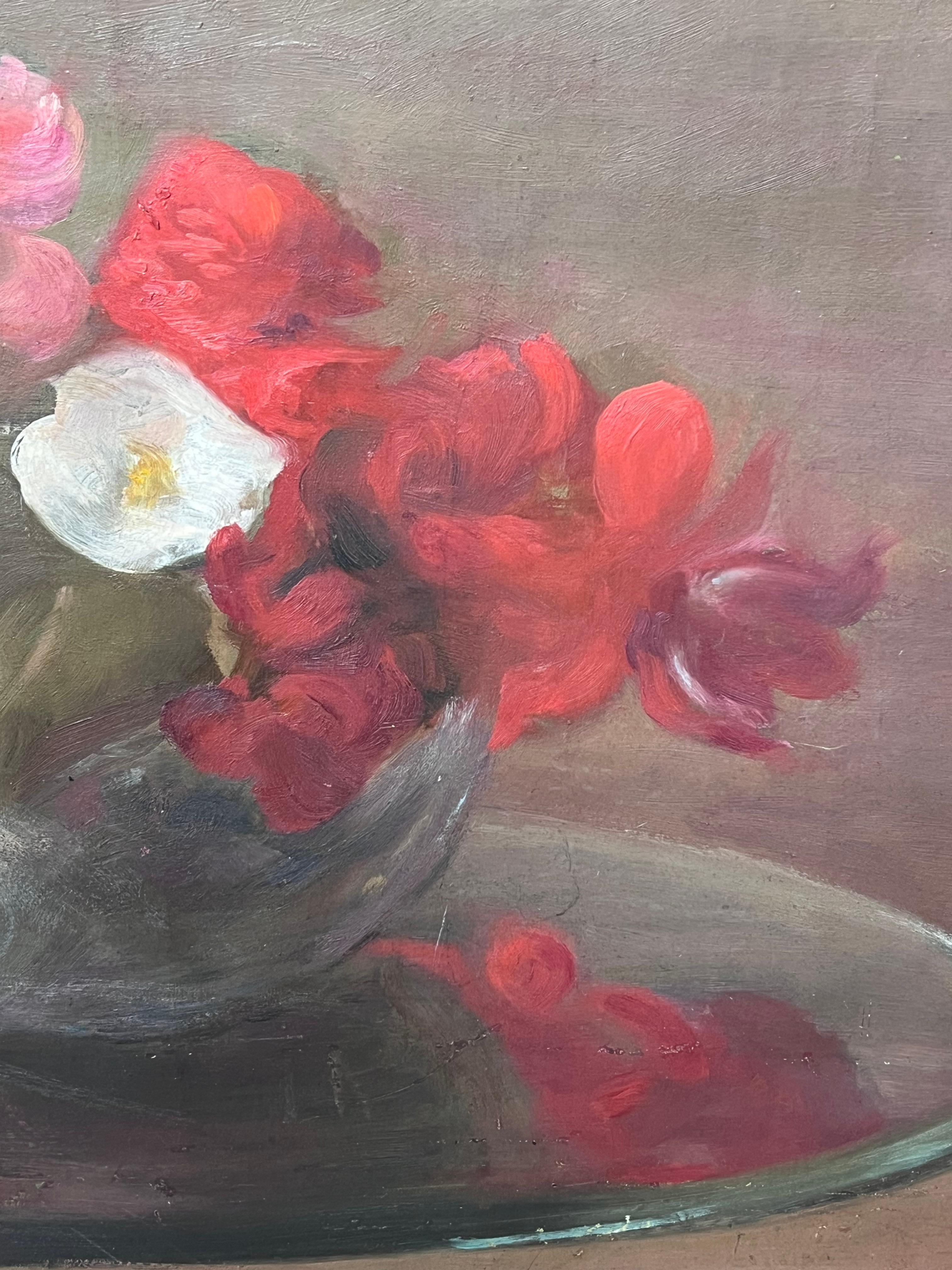 1900's French Impressionist Oil on Canvas Pretty Flowers Still Life Natural For Sale 3