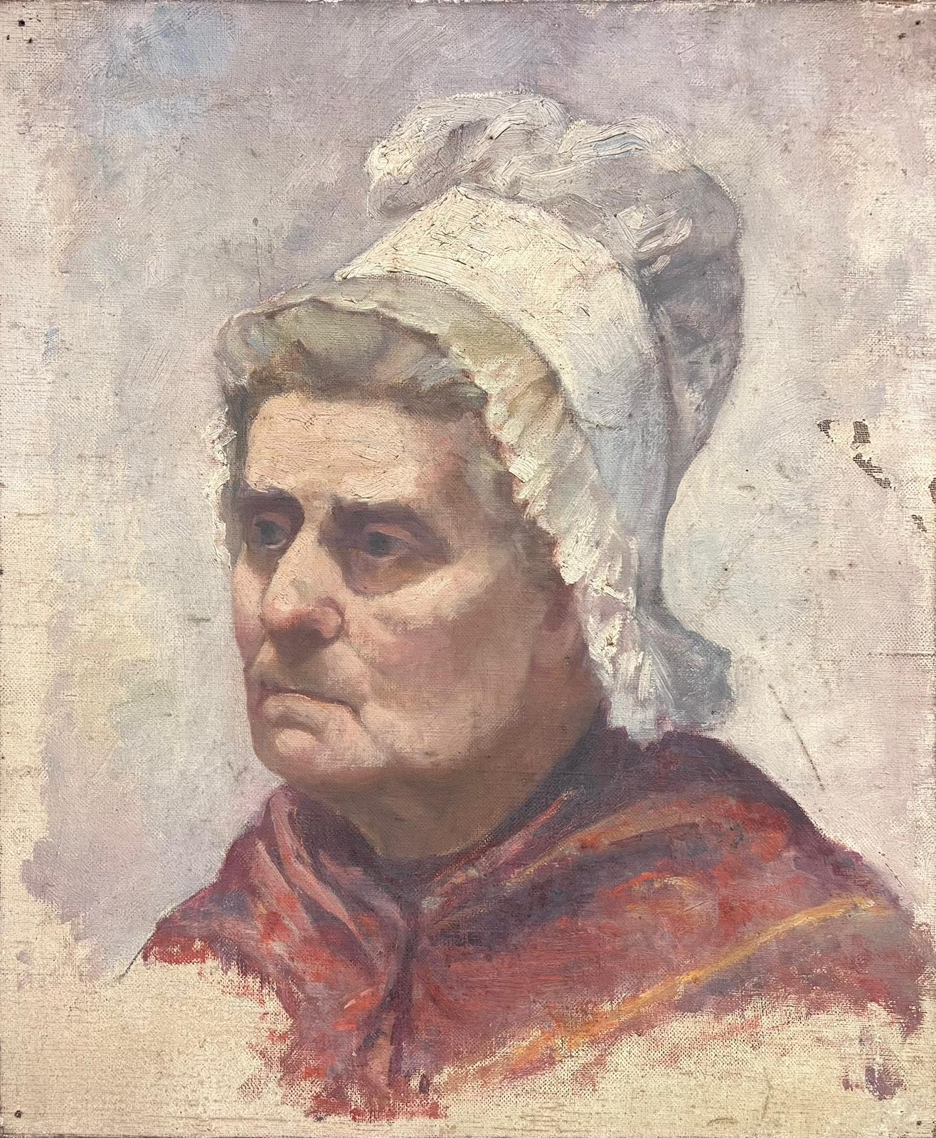 French School Portrait Painting - 1900's French Impressionist Portrait of an Elderly Lady Beautifully Painted Oil 