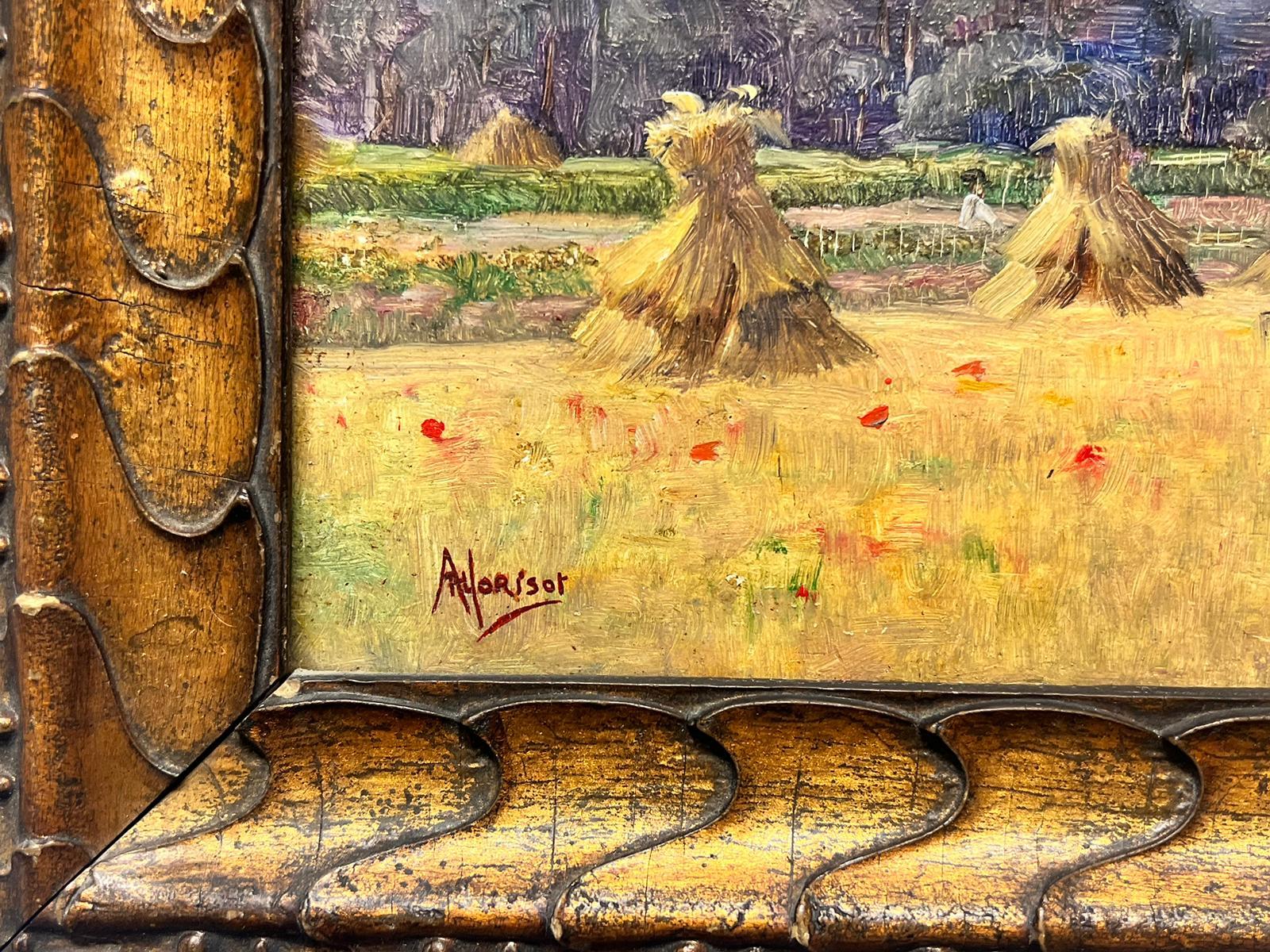 1900’s French Impressionist Signed Oil Wheatsheaves in Golden Harvest Fields  For Sale 1