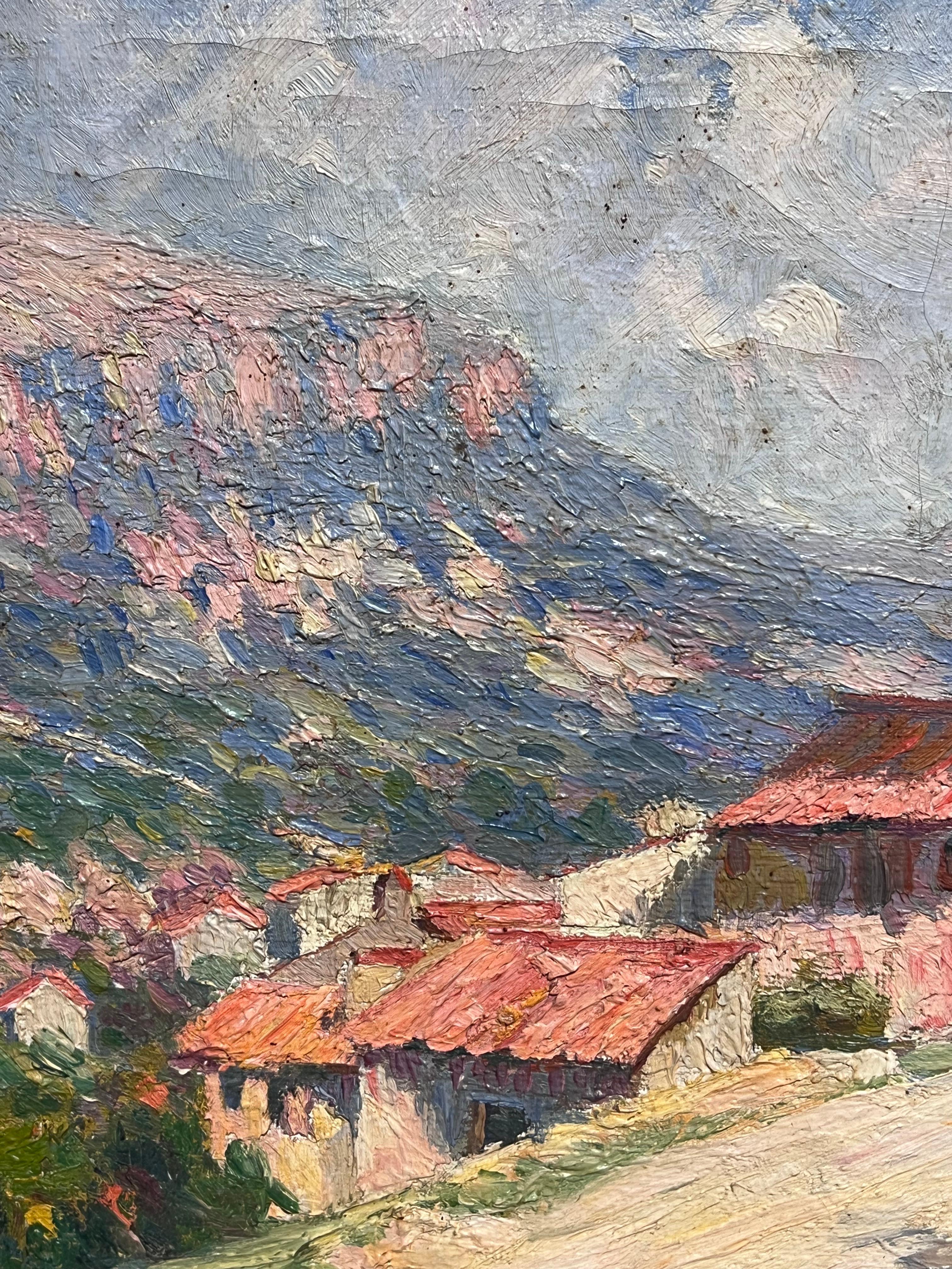 The Hamlet in Provence
French Post-Impressionist, circa 1920's
signed 'Fougeres'?
oil on canvas, framed
framed: 12 x 17 inches
canvas : 11 x 16 inches
Provenance: private collection, Cannes, France
Condition: overall good