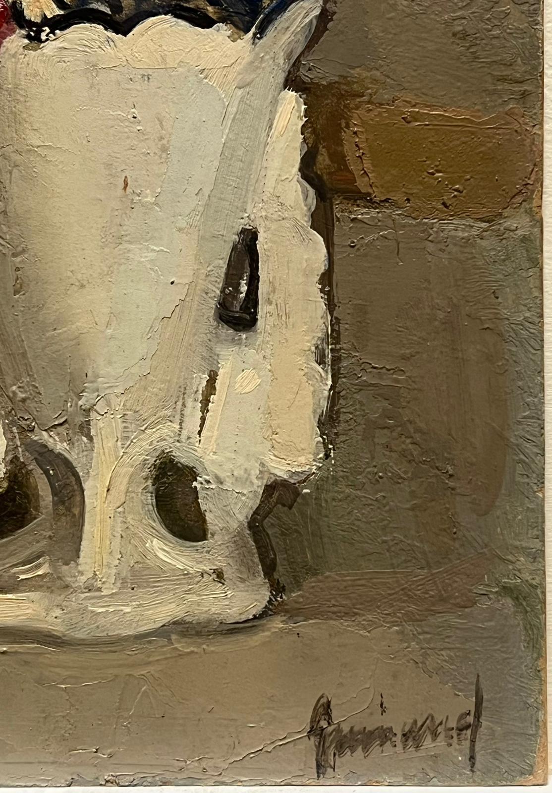 Nature morte de fleurs, vase orné, peinture à l'huile française des années 1920. - Impressionnisme Painting par French School