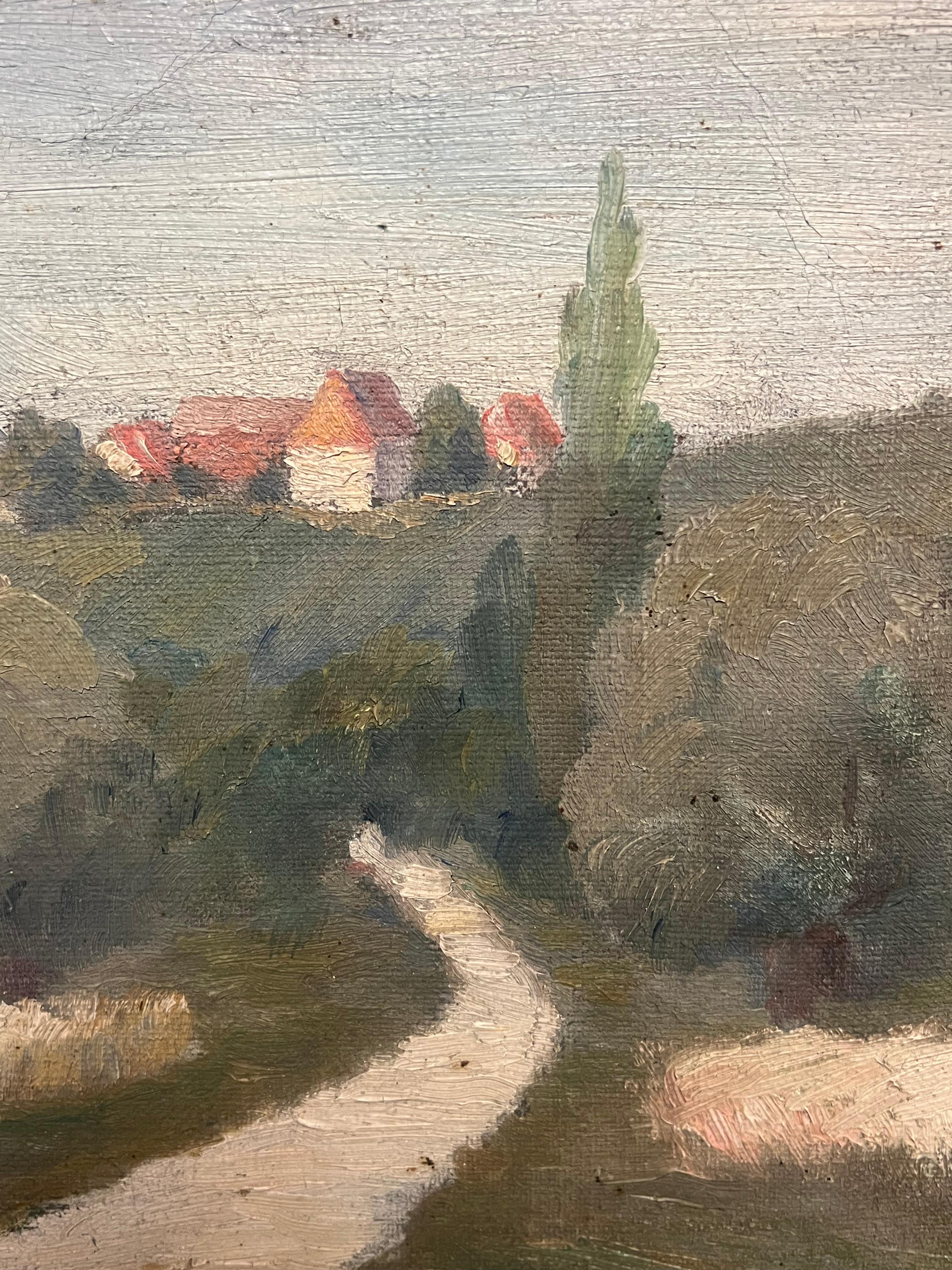 The Provencal Lane
French artist, indistinctly signed
signed oil on board, framed in deep wooden frame
dared 1932
Framed: 17.5 x 21.5 inches
Board : 13.5 x 18 inches
Provenance: private collection, France
Condition: good condition

For more any more