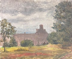 1930's French Impressionist Oil Sketch on Board Farmhouse in Landscape