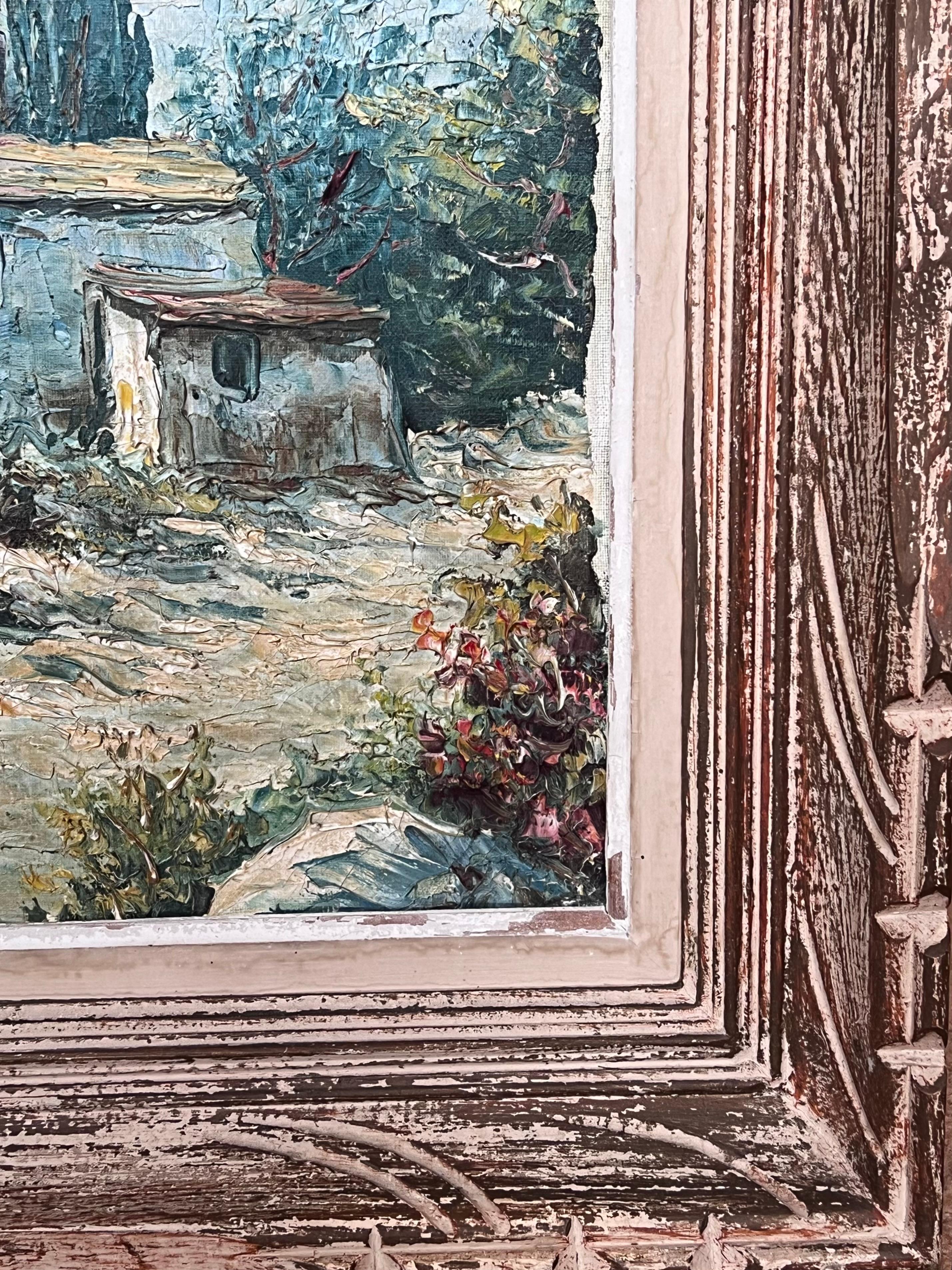 1930s French Impressionist Signed Oil Painting Sheep Grazing Provencal Landscape For Sale 7