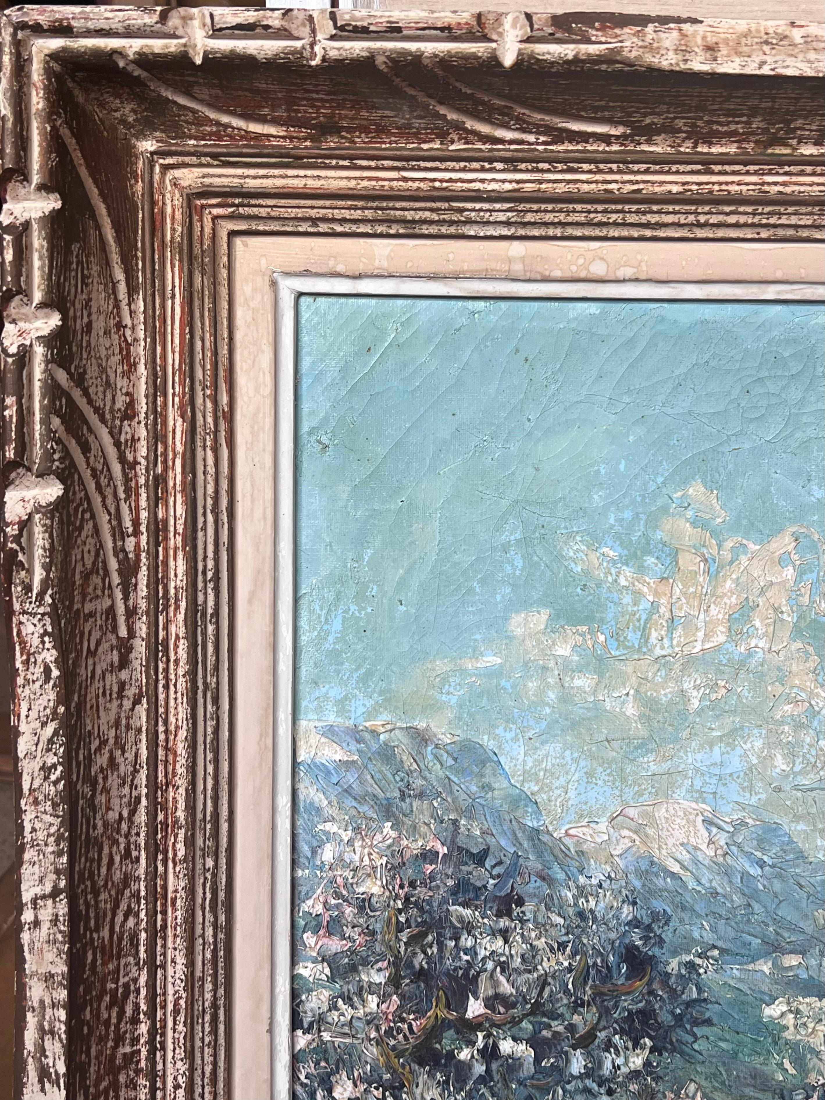 1930s French Impressionist Signed Oil Painting Sheep Grazing Provencal Landscape For Sale 1