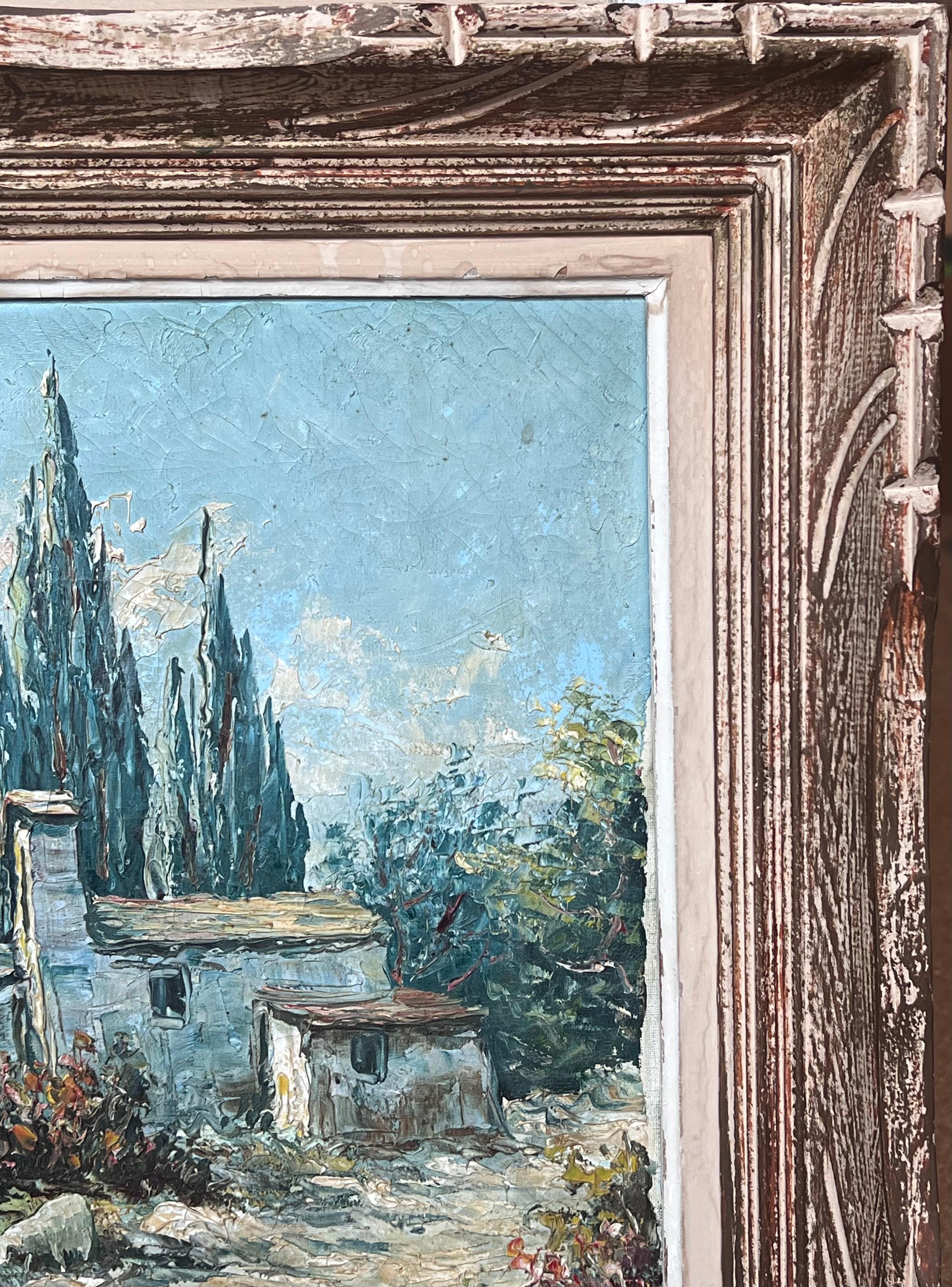 1930s French Impressionist Signed Oil Painting Sheep Grazing Provencal Landscape For Sale 6