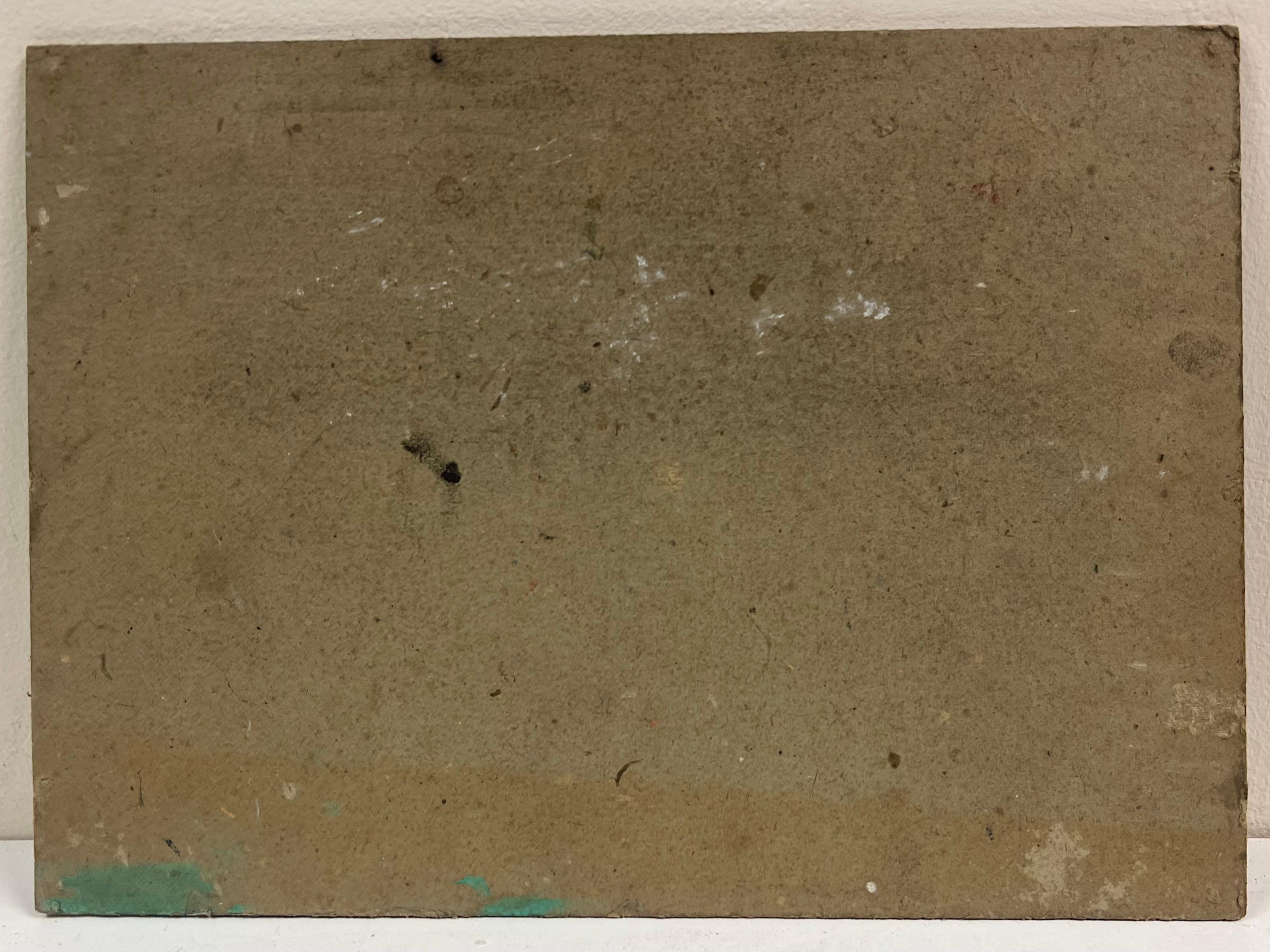 Pittura a olio francese del 1930: interno di un cottage di pescatori in riva al mare con figure in vendita 2