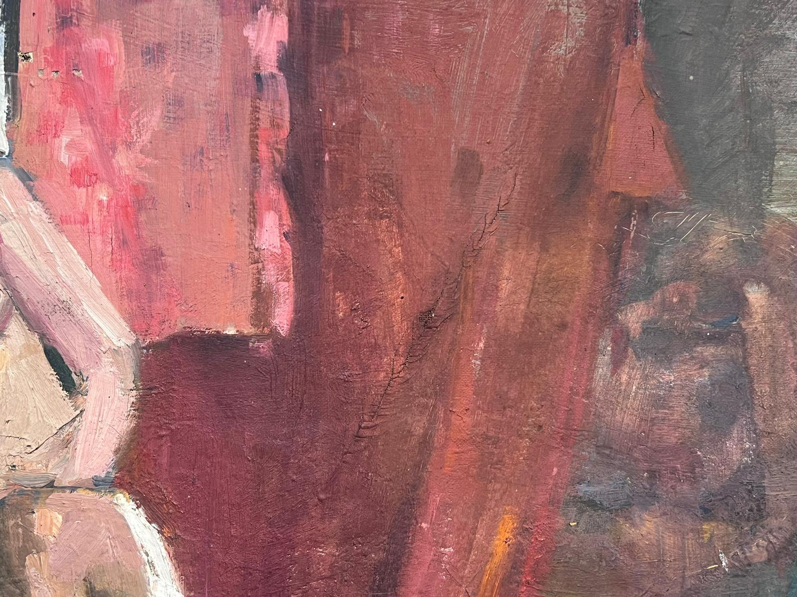 Olio firmato da un post impressionista francese degli anni '30: donna nuda in un interno in vendita 2