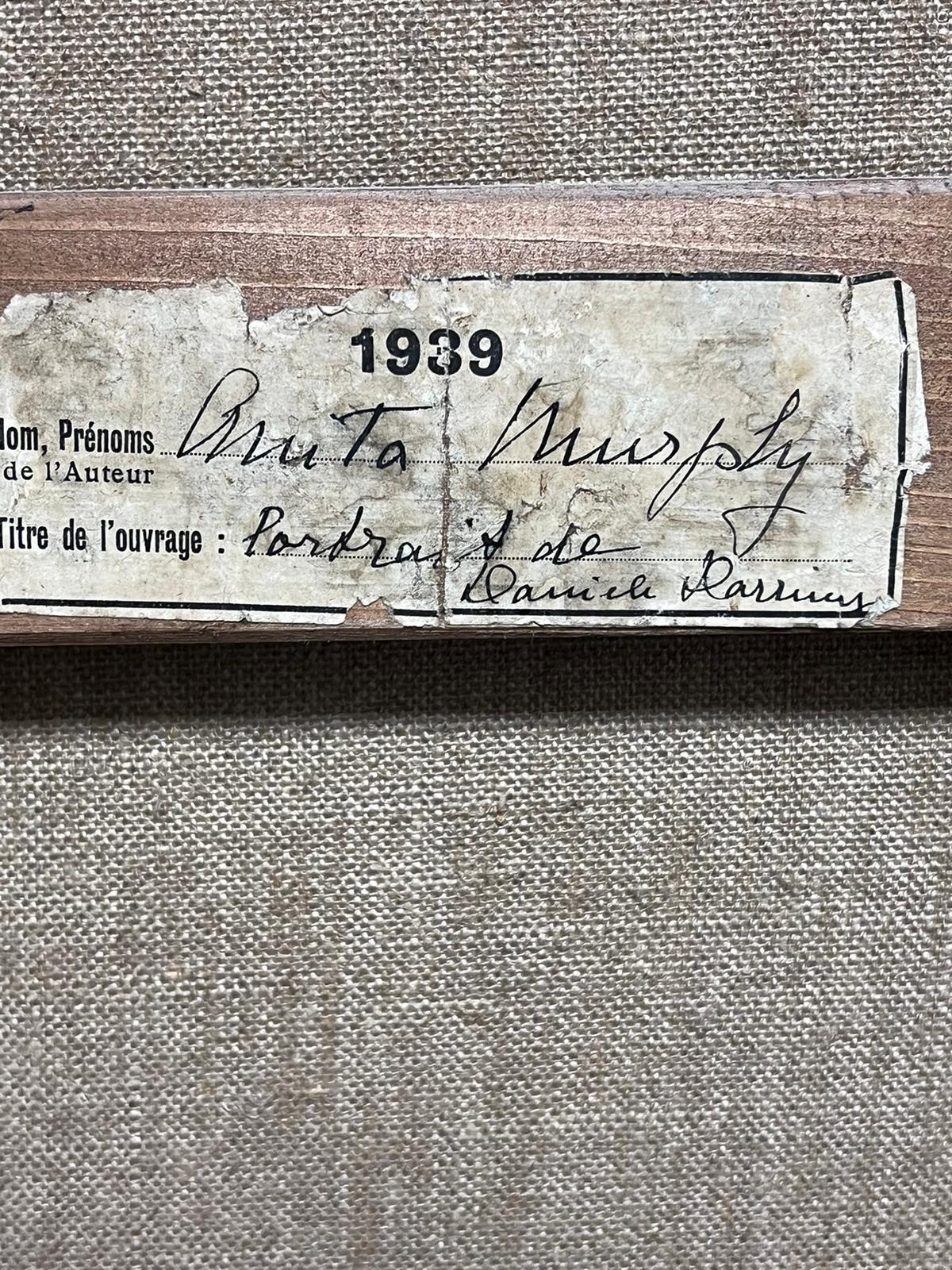 Ritratto a olio firmato di Danièle Darrieux, elegante ballerina di sala da ballo, Francia, 1930 in vendita 2