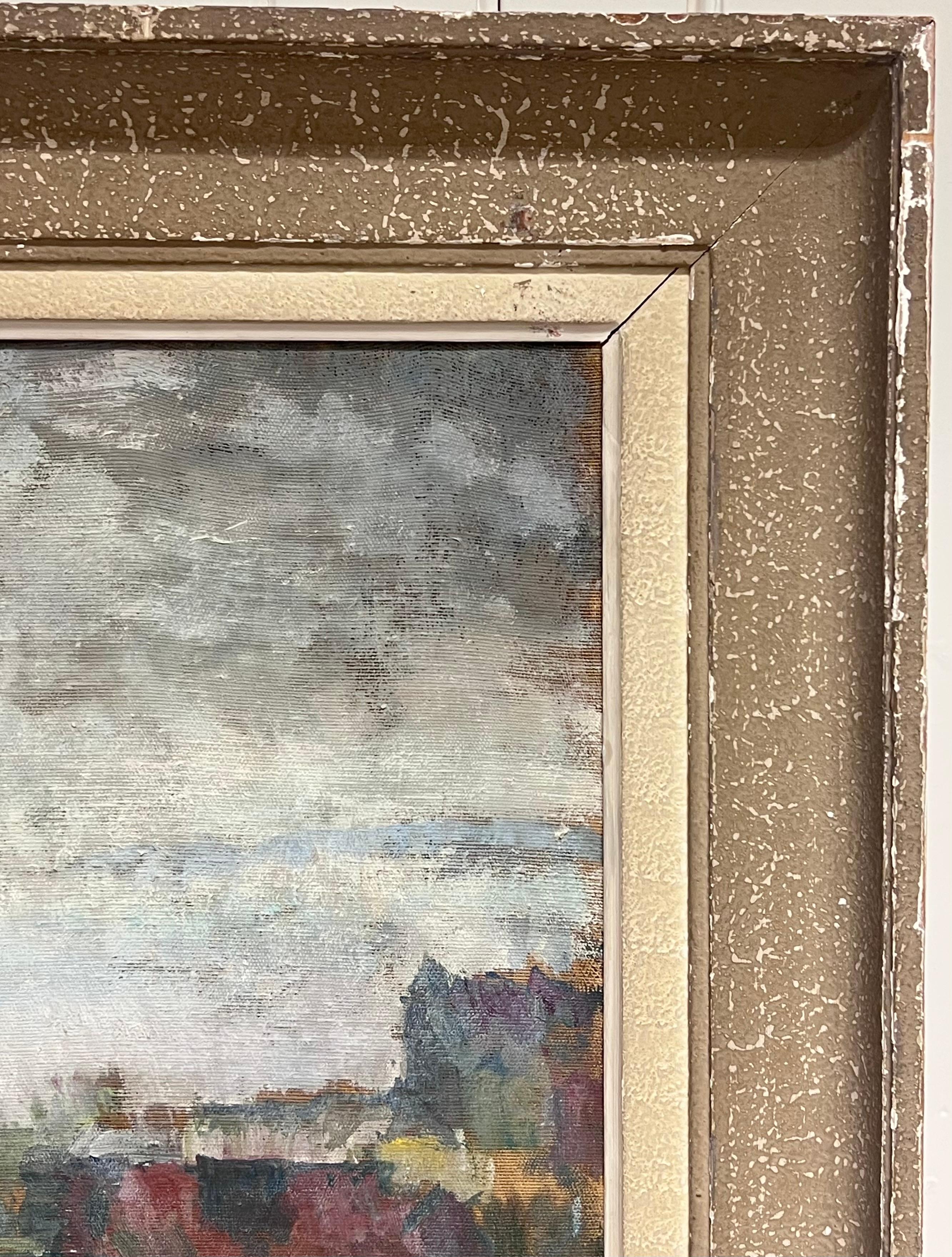 Der stille Fluss
Französischer Impressionist, signiert und datiert 1940er Jahre
Öl auf Leinwand, gerahmt in französischem Originalrahmen. 
Signiert und datiert 
Gerahmt: 35,5 x 36 Zoll
Leinwand: 24 x 29 Zoll
Provenienz: Privatsammlung, Paris
Condit: