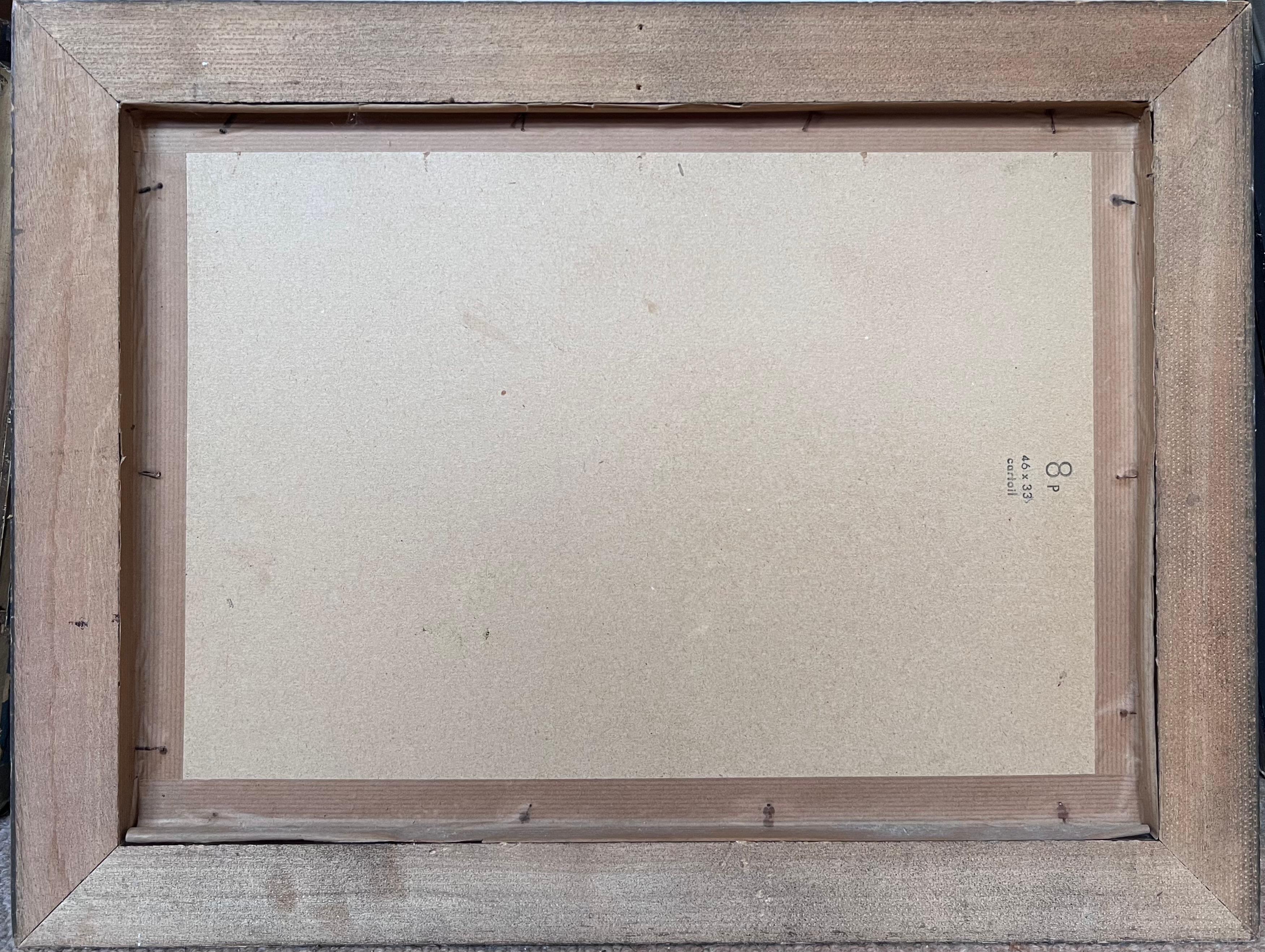 Peinture à l'huile moderniste française des années 1940, signée, paysage de rivière Moody vert luxuriant en vente 5