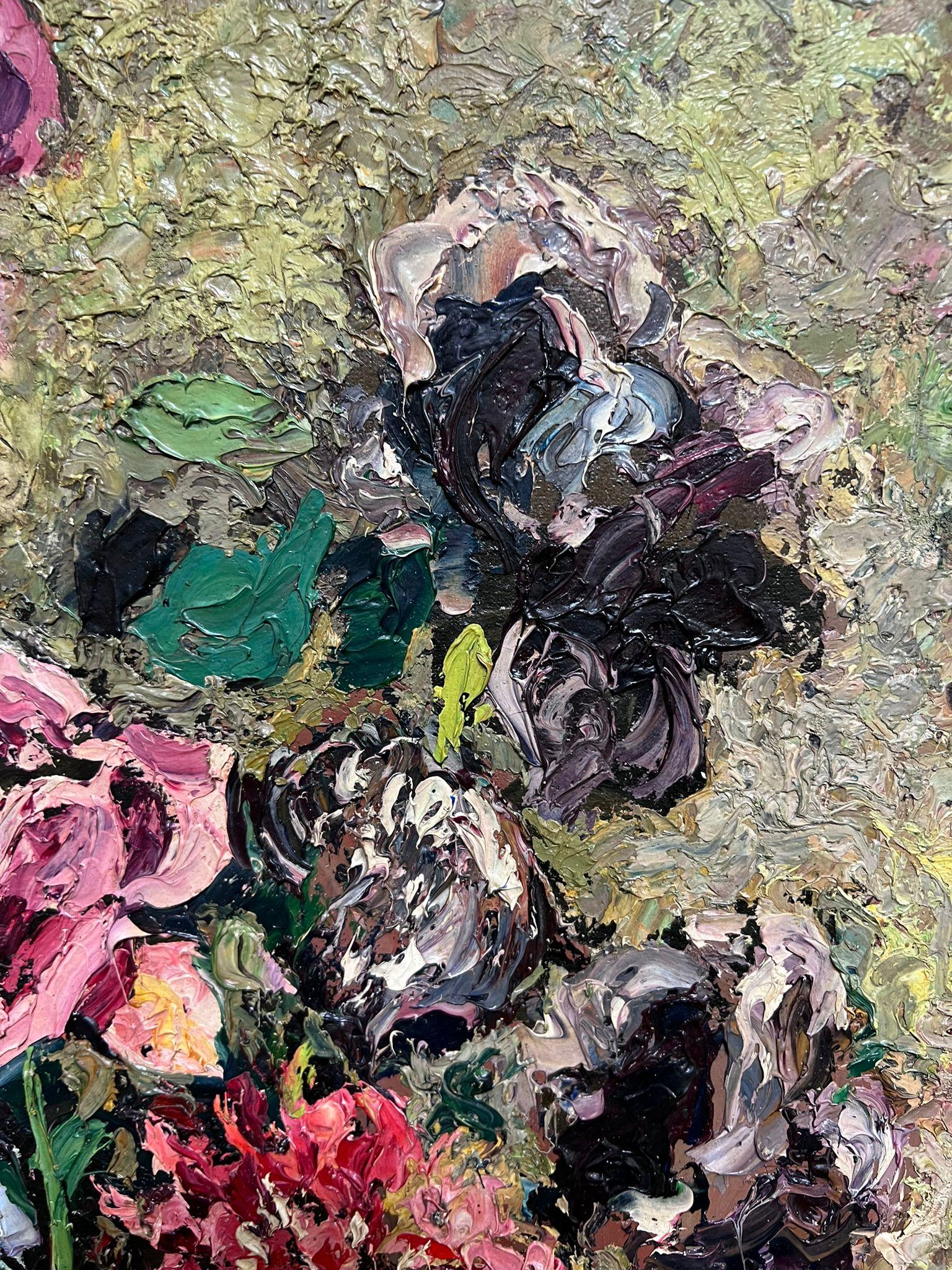 Natura morta di fiori
Artista post-impressionista francese, metà del XX secolo
firmato e datato 1945
 olio su tela, senza cornice
Tela: 25,5 x 21,5 pollici
Provenienza: Collezione privata, Francia
Condizioni: ottime condizioni 

Per ulteriori