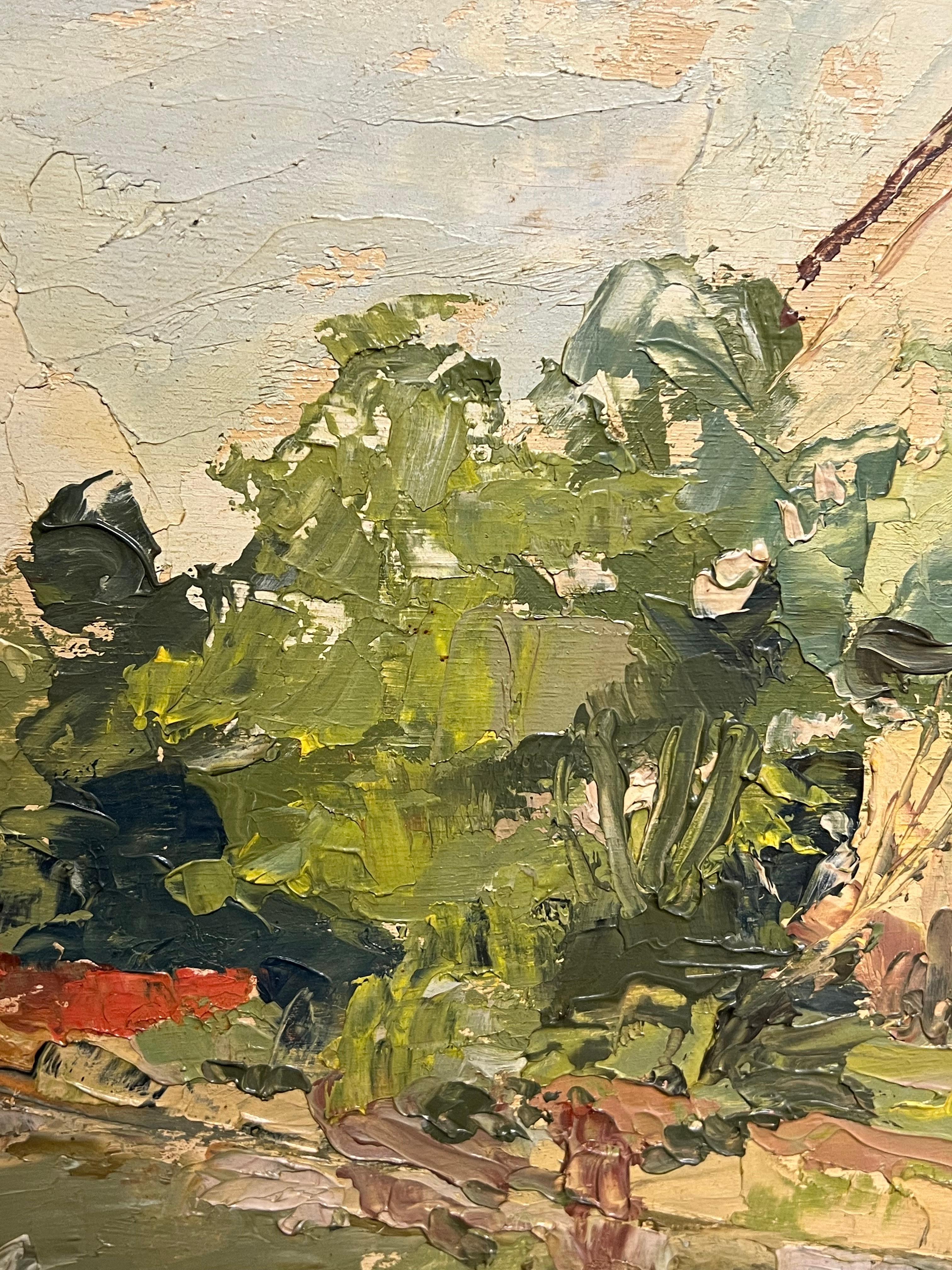 Flussufer-Szene
Von Alex Levrat, Französisch 1941
signiert & datiert Öl auf Karton, gerahmt
Gerahmt: 15 x 18 Zoll
Brett : 13 x 16 Zoll
Provenienz: Privatsammlung, Frankreich
Zustand: sehr guter Zustand, der Rahmen ist original und leicht abgenutzt.
