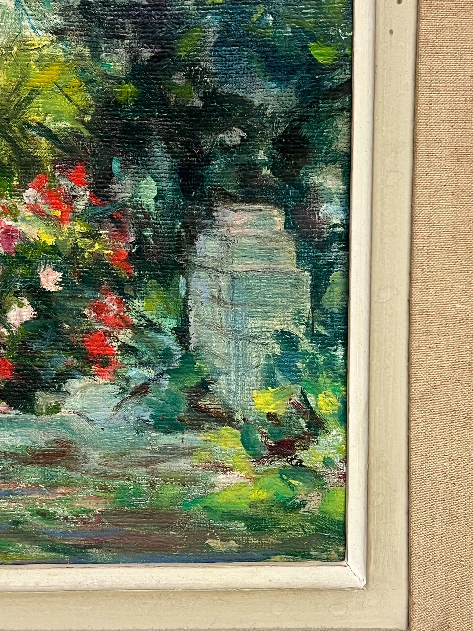 1950's French Impressionist Signed Oil view Renoirs Garden Cagnes sur Mer France For Sale 1