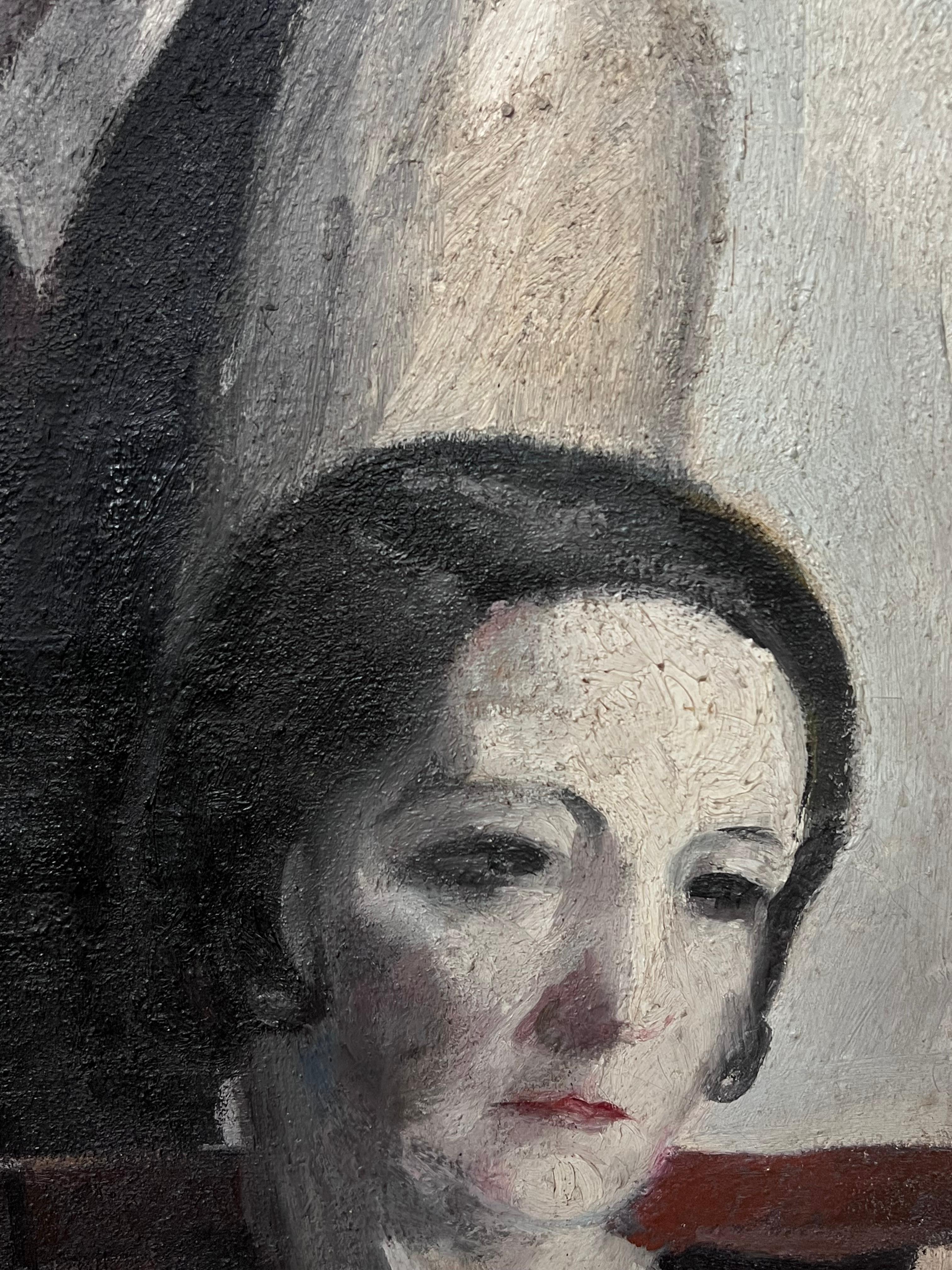1950's Retrato Atmosférico de Pareja Gris Blanco Negro Firmado en venta 1