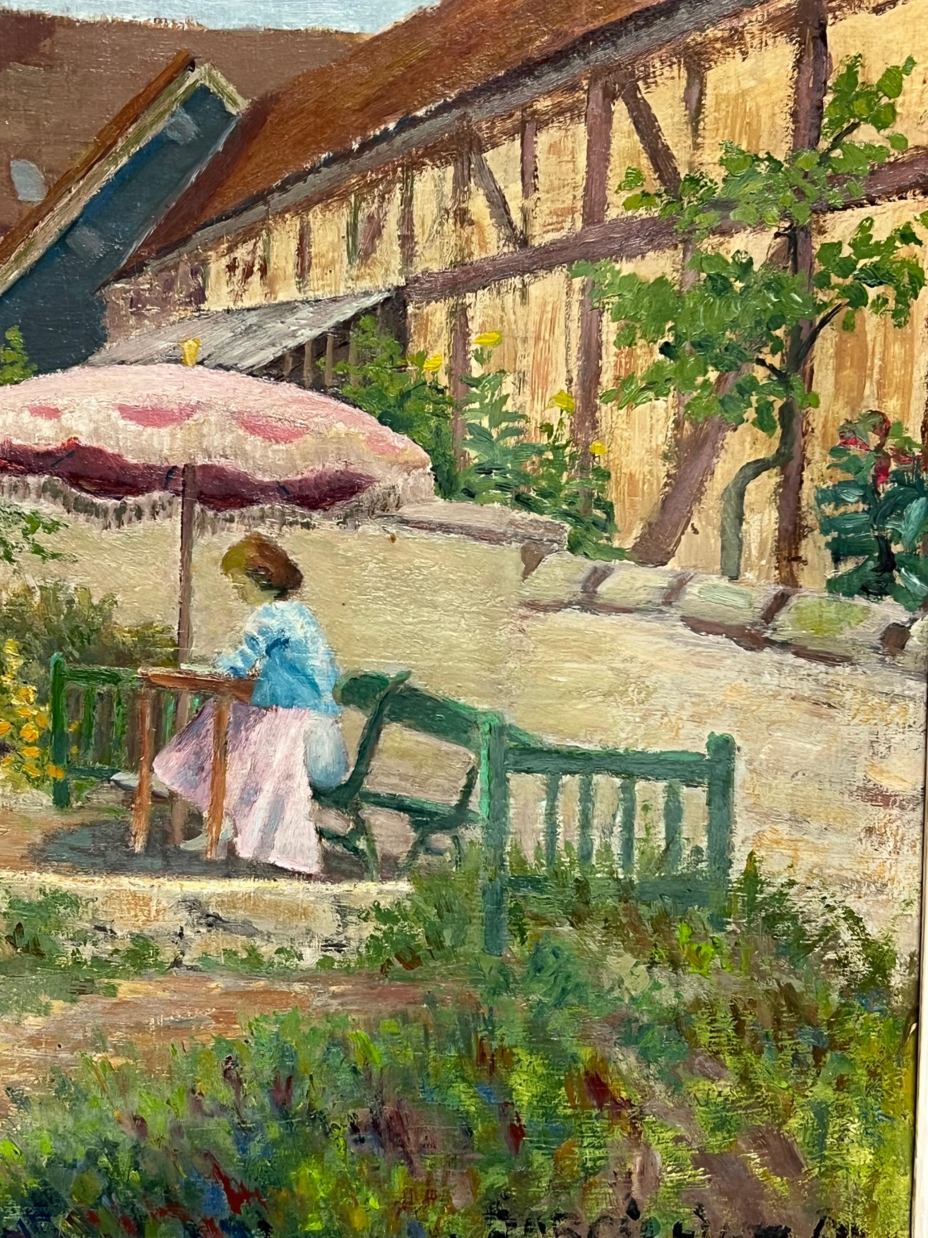Il giardino del cottage francese
Scuola francese, metà del 20° secolo
firmata in modo indistinto, datata anni '50
olio su tela, incorniciato nella cornice originale
incorniciato: 22 x 15 pollici
tela: 16 x 19 pollici
Provenienza: collezione privata,