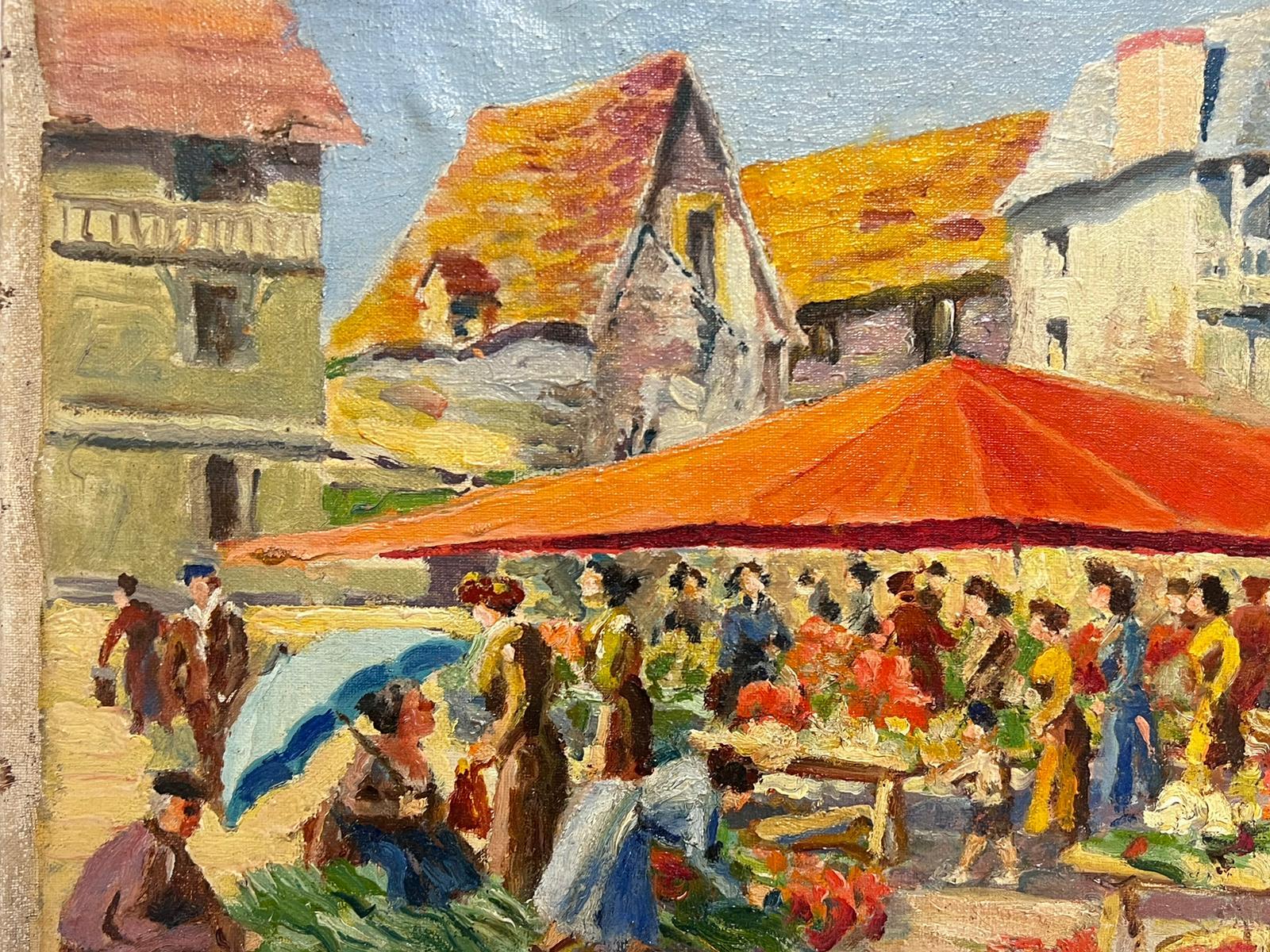 The Fruit & Vegetable Market
French School, circa 1950's
signed and inscribed to the lower corner
oil on canvas, unframed 
canvas: 13 x 18 inches
provenance: private collection, France
condition: very good and sound condition