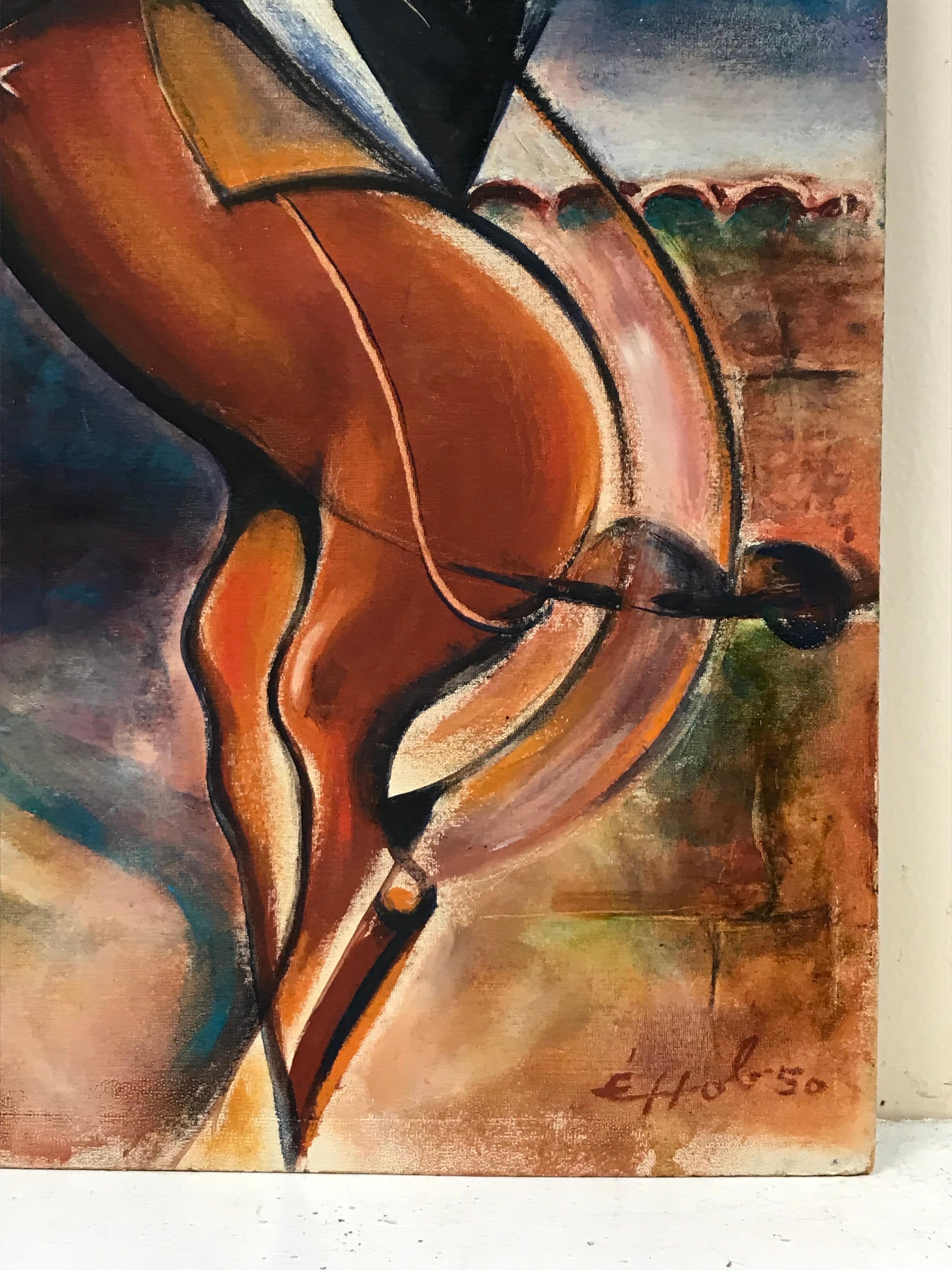 Artista/ Escuela: firmado y fechado en 1950

Título: El caballo bailarín

Medio:  óleo sobre tabla de lino, sin enmarcar

tamaño: 18 x 14,5 pulgadas

Procedencia: colección privada, Francia

Estado de conservación: El cuadro está en general en muy