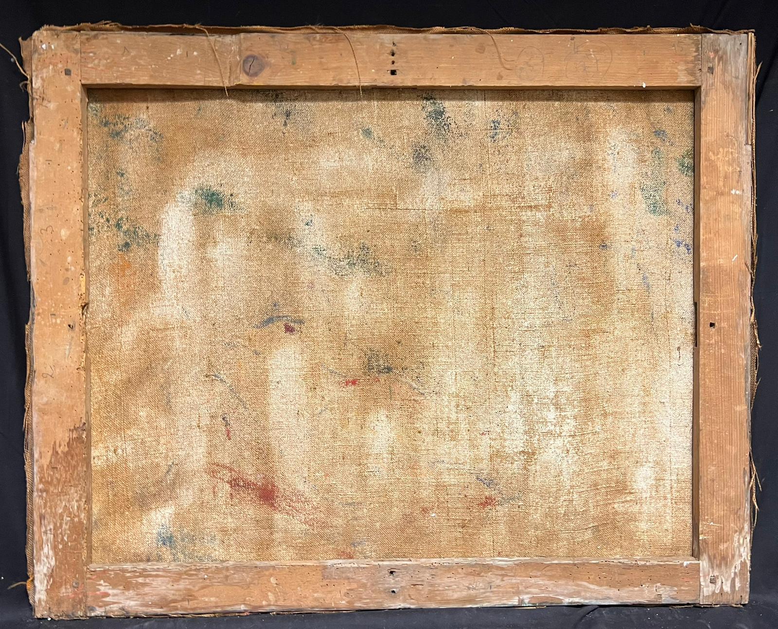 1950's Pintura al Óleo Surrealista Francesa Firmada Enorme Desnudo Paisaje Onírico con Esqueleto en venta 9