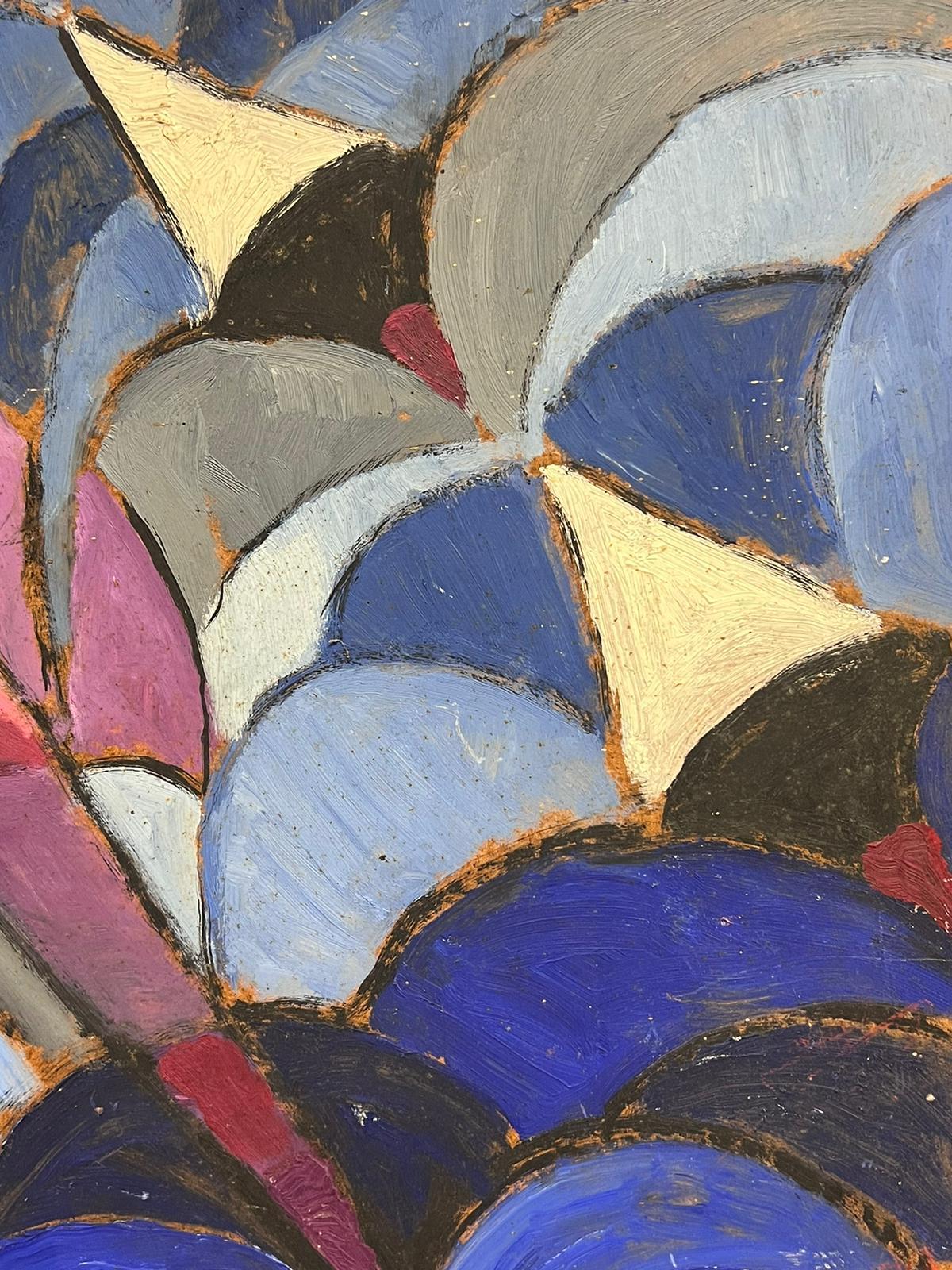 Kubistische abstrakte Komposition
Französische Schule, ca. 1960er Jahre
Öl auf Karton, ungerahmt
Brett: 29 x 22 Zoll
Provenienz: Privatsammlung, Frankreich 
Zustand: sehr guter und gesunder Zustand