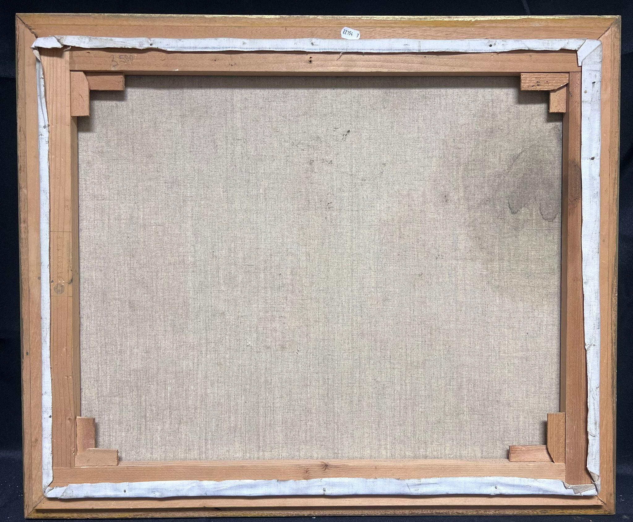 Pittura a olio francese degli anni '60, grande, Fiori di crisantemo rosa, Natura morta incorniciata 4