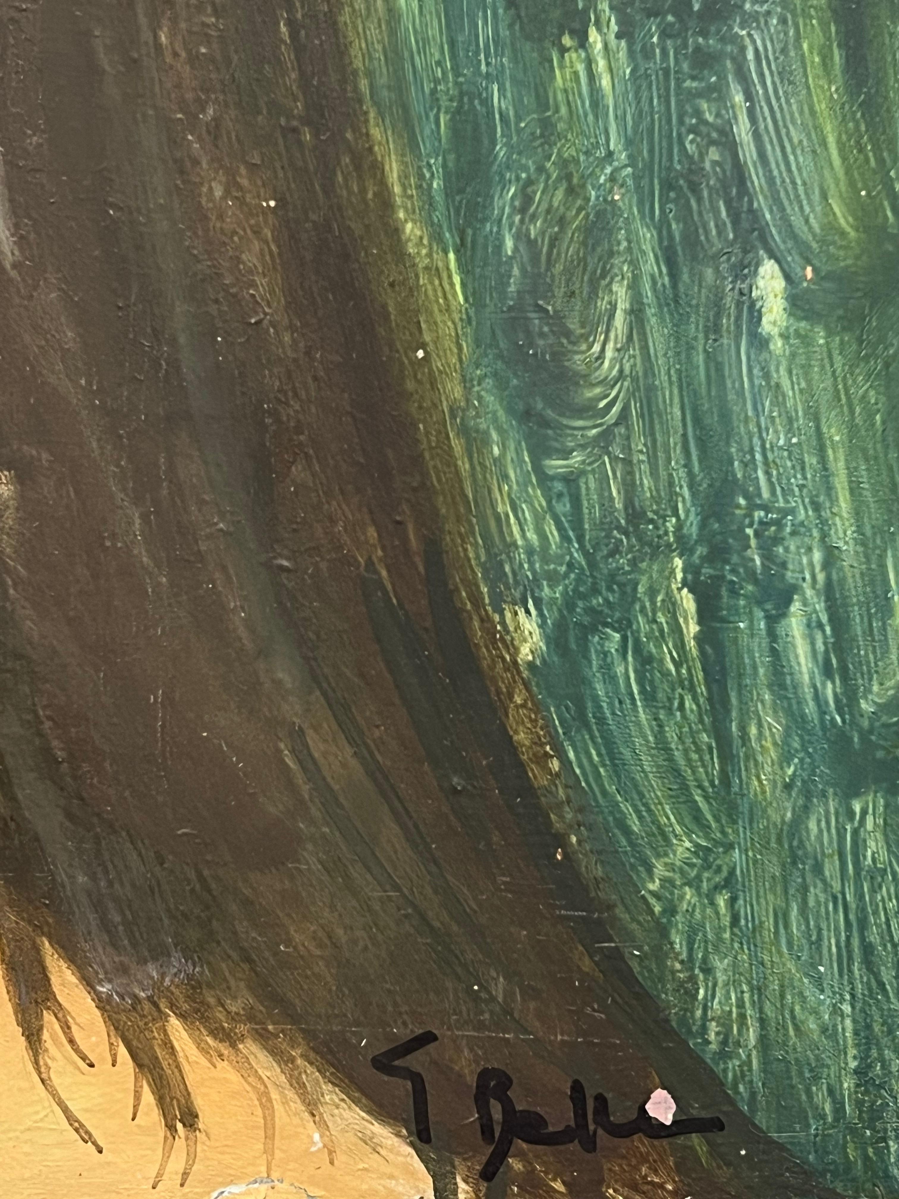 Pittura ad olio modernista francese degli anni '60 Ritratto di giovane donna Directional in vendita 3