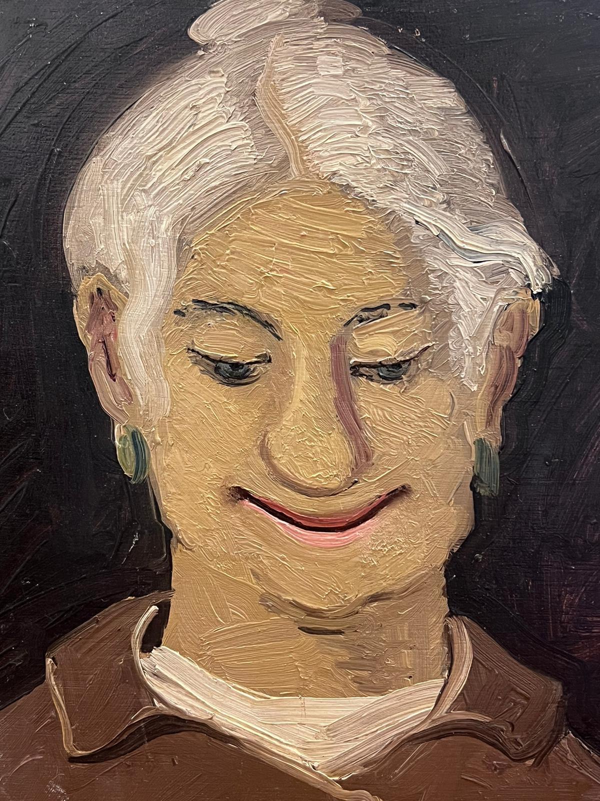 Lady Smiling
French Modernist School, circa 1960's period
oil on board unframed
board: 10.5 x 8.75 inches
provenance: private collection, France
condition: very good and sound condition
