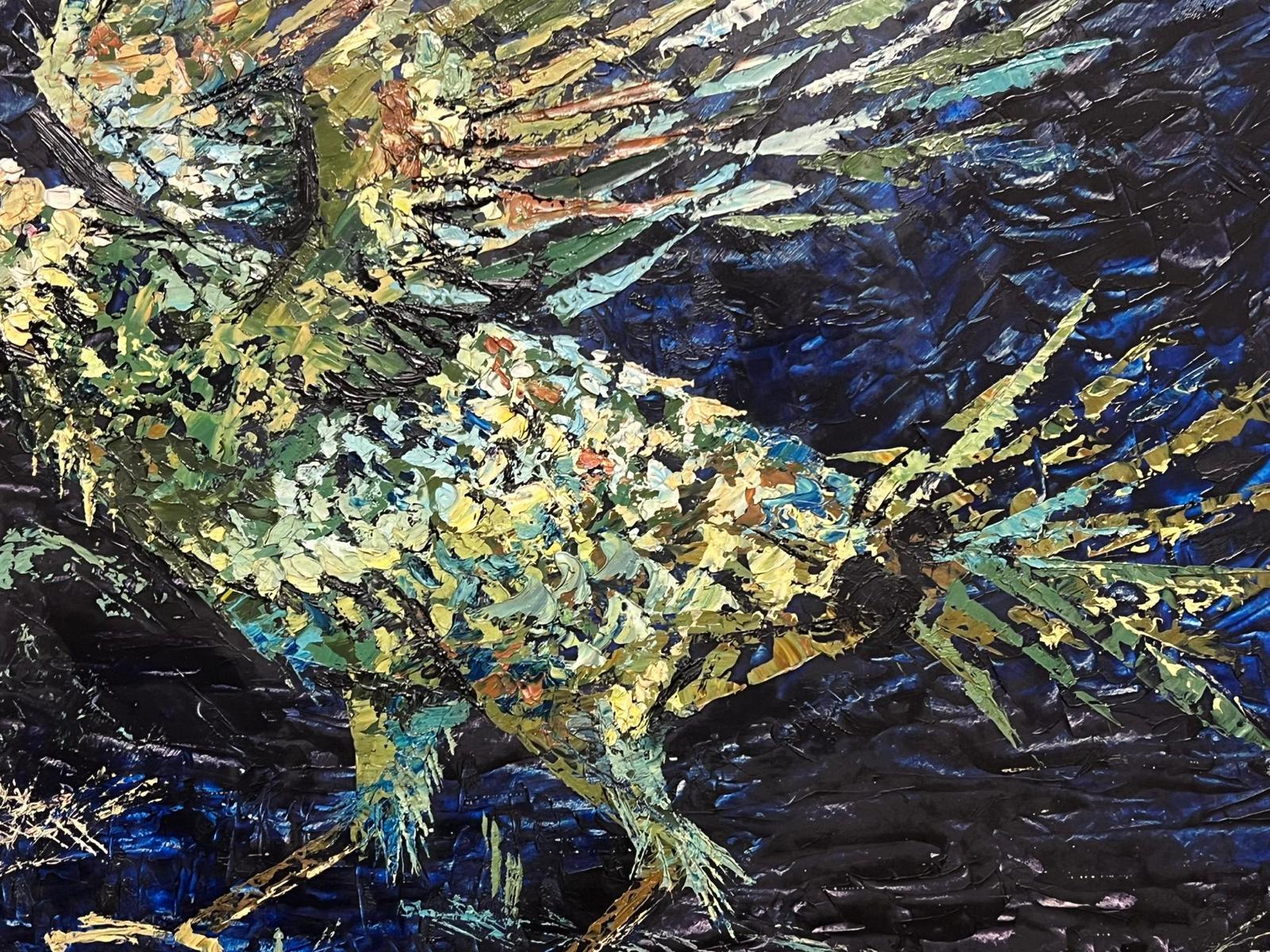 1960's Huge Modernist Oil Painting The Cock Fight  For Sale 2