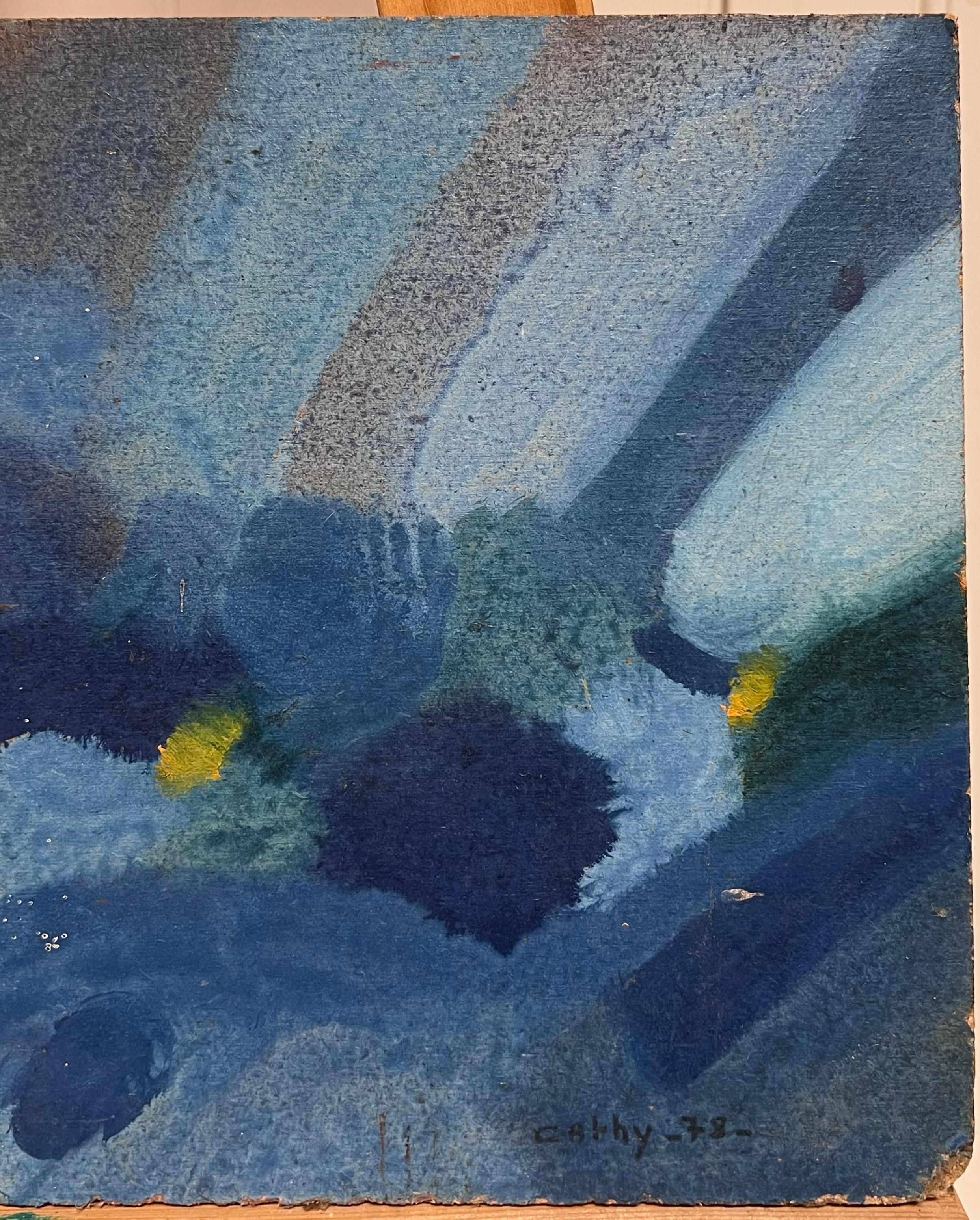 Astratto francese del 1970, firmato e datato Rays of Light Sunshine (Raggi di luce) - Painting Impressionismo di French School