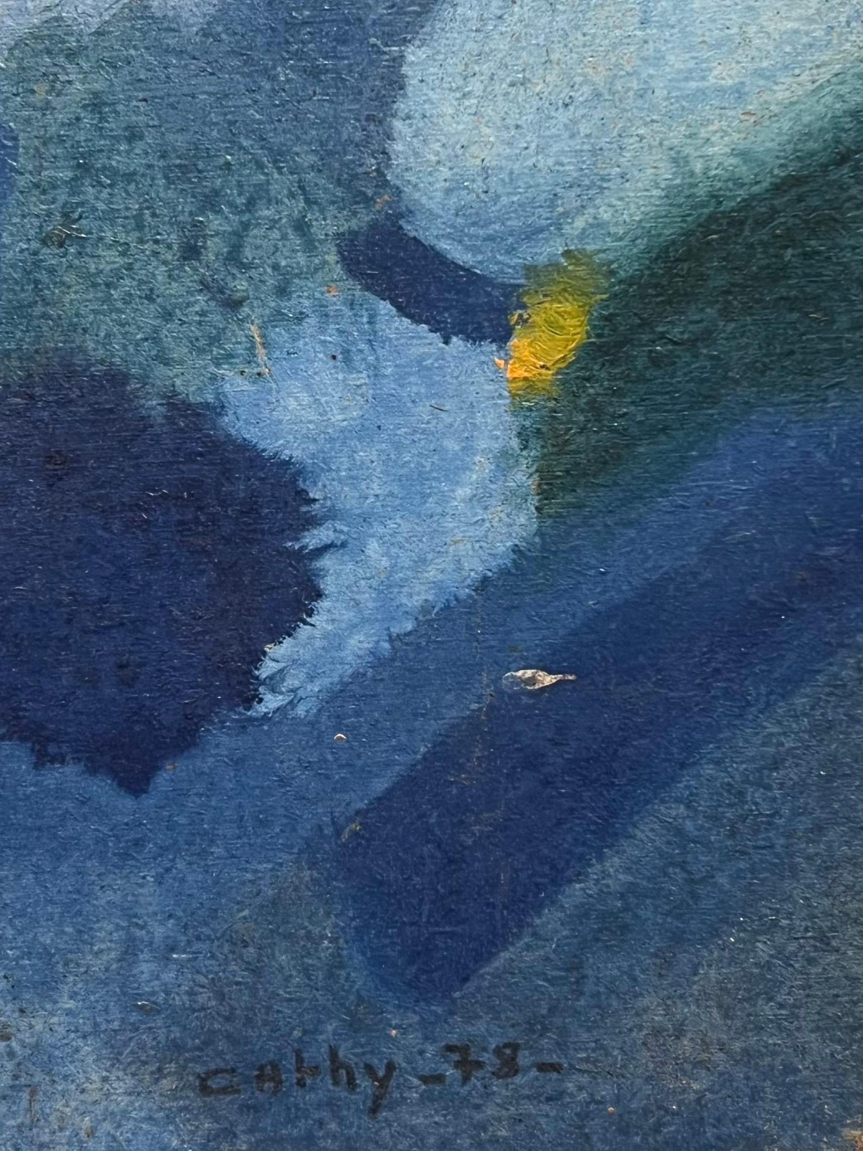 Astratto francese del 1970, firmato e datato Rays of Light Sunshine (Raggi di luce) - Abstract Painting Grigio di French School