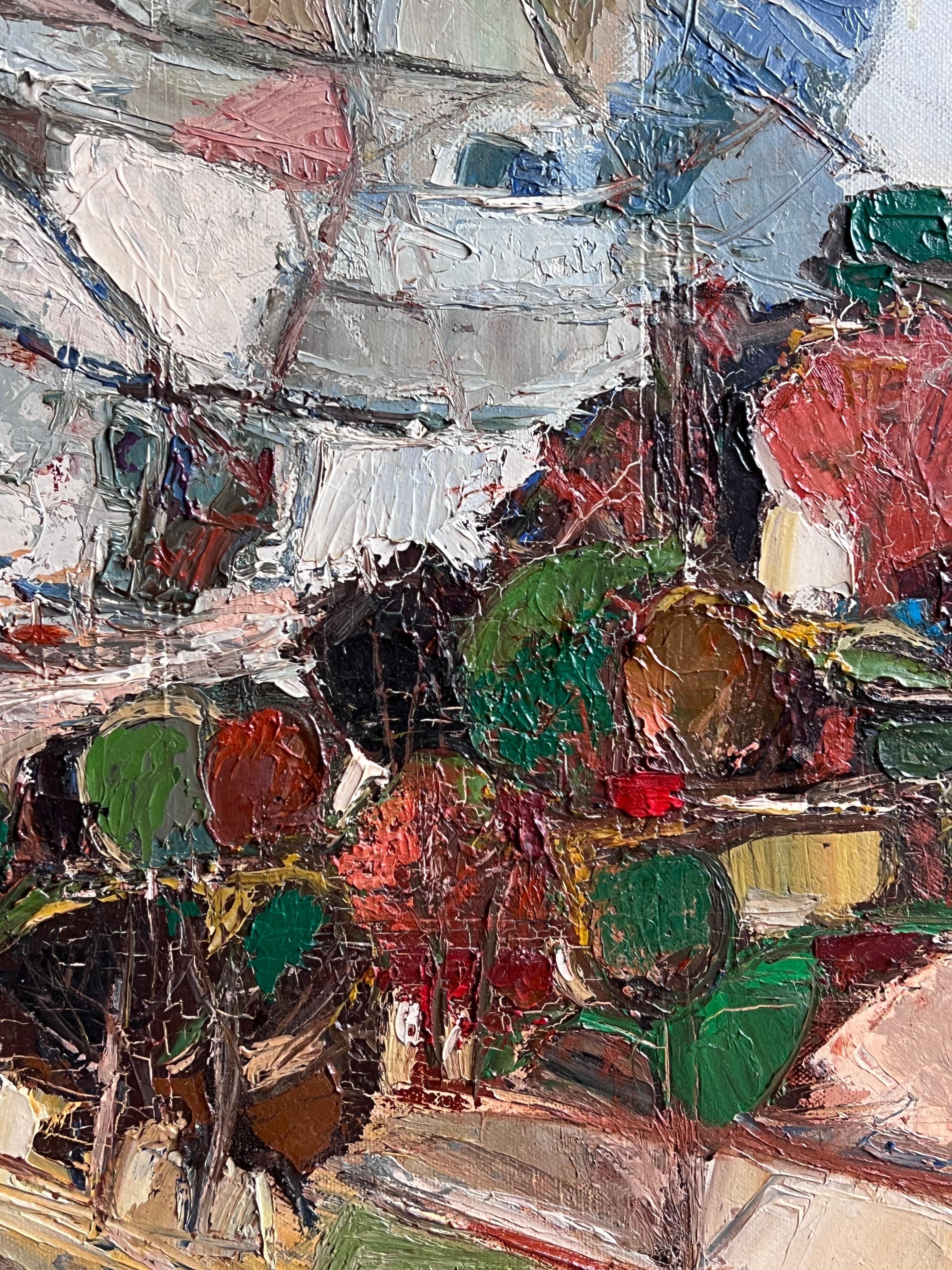 C. Monon, französischer kubistischer Künstler, 20. Jahrhundert
signiert & datiert 1977
Öl auf Leinwand, ungerahmt 
Leinwand: 18 x 21,5 Zoll
Verso beschriftet, datiert 1977
Provenienz: Privatsammlung, Paris
Condit: sehr guter Zustand

Für weitere