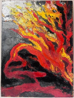 1970's French Expressionist Oil Painting Thick Impasto Paint Blaze of Colors