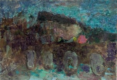 Peinture à l'huile abstraite expressionniste française des années 1980 Impasto épais Couleurs boueuses