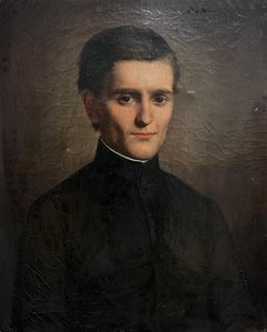 19th Century French Oil Painting Portrait of ClergyMan Priest