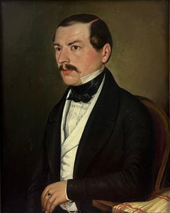 19th-Century French Oil Portrait of Smart Gentleman in Formal Attire
