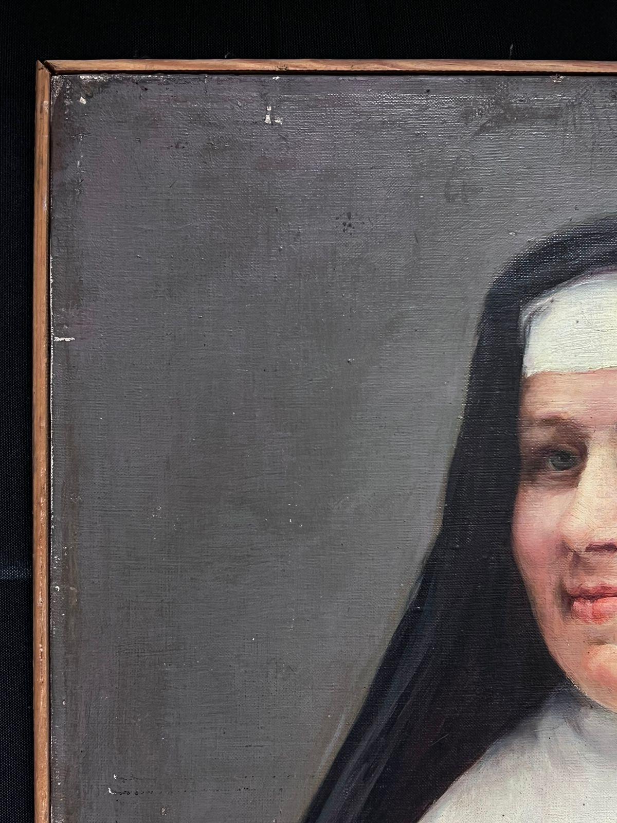 19th Century French Portrait of a Nun in her Habit Large Oil on Canvas - Victorian Painting by French School