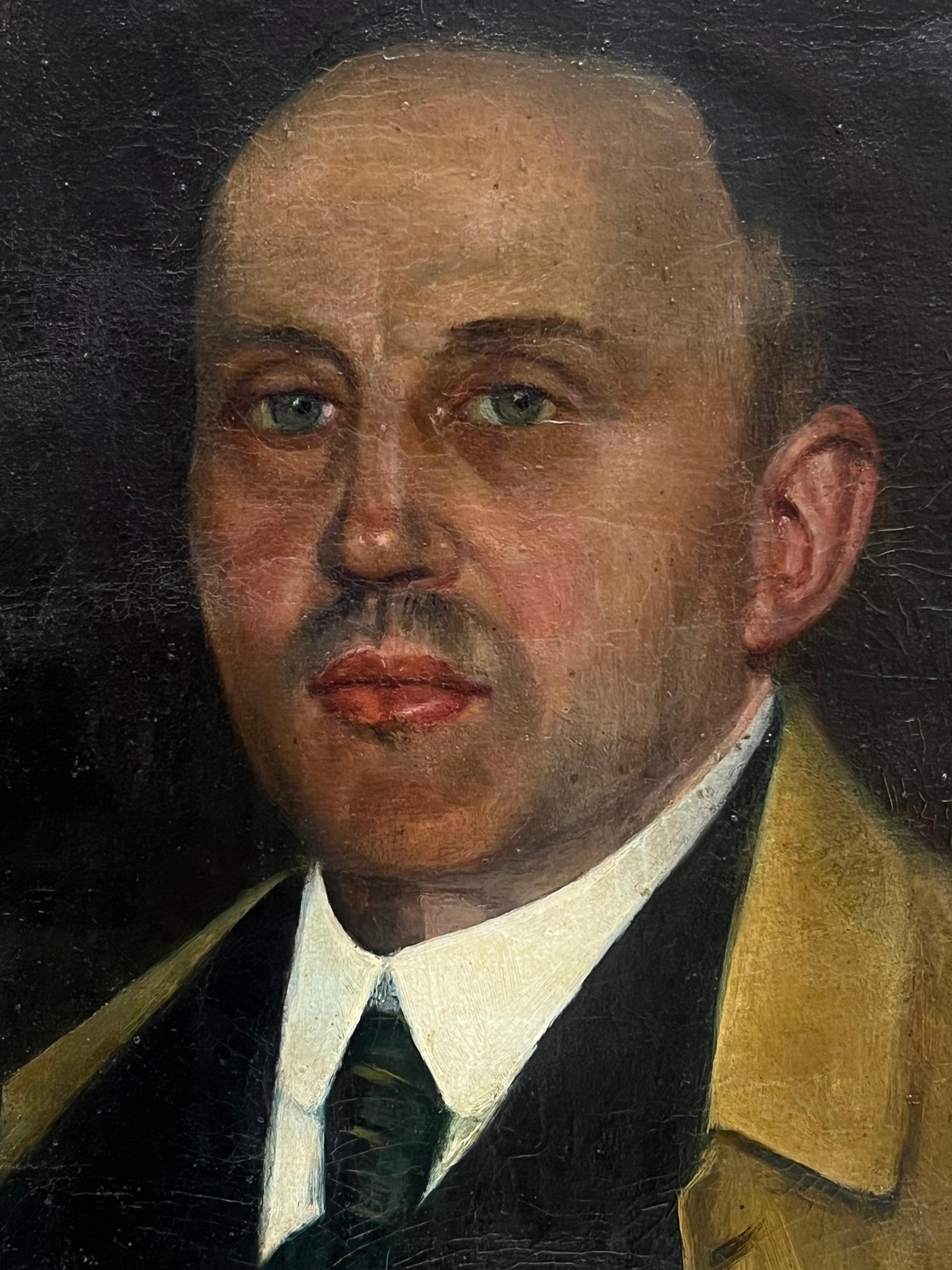 19th Century French Signed Oil Painting Portrait of Distinguished Gentleman - Black Figurative Painting by French School