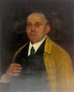 Pittura a olio francese del XIX secolo firmata Ritratto di un distinto gentiluomo